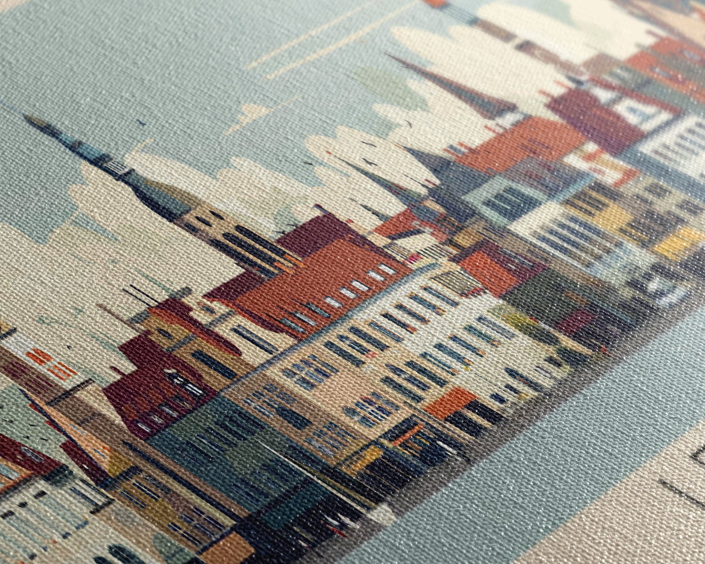 Leipzig Germany Panoramic Travel Poster, Framed Canvas Print or Metal Wall Art, Travel Art, Home Decor, Panoramic Painting, Midcentury Art