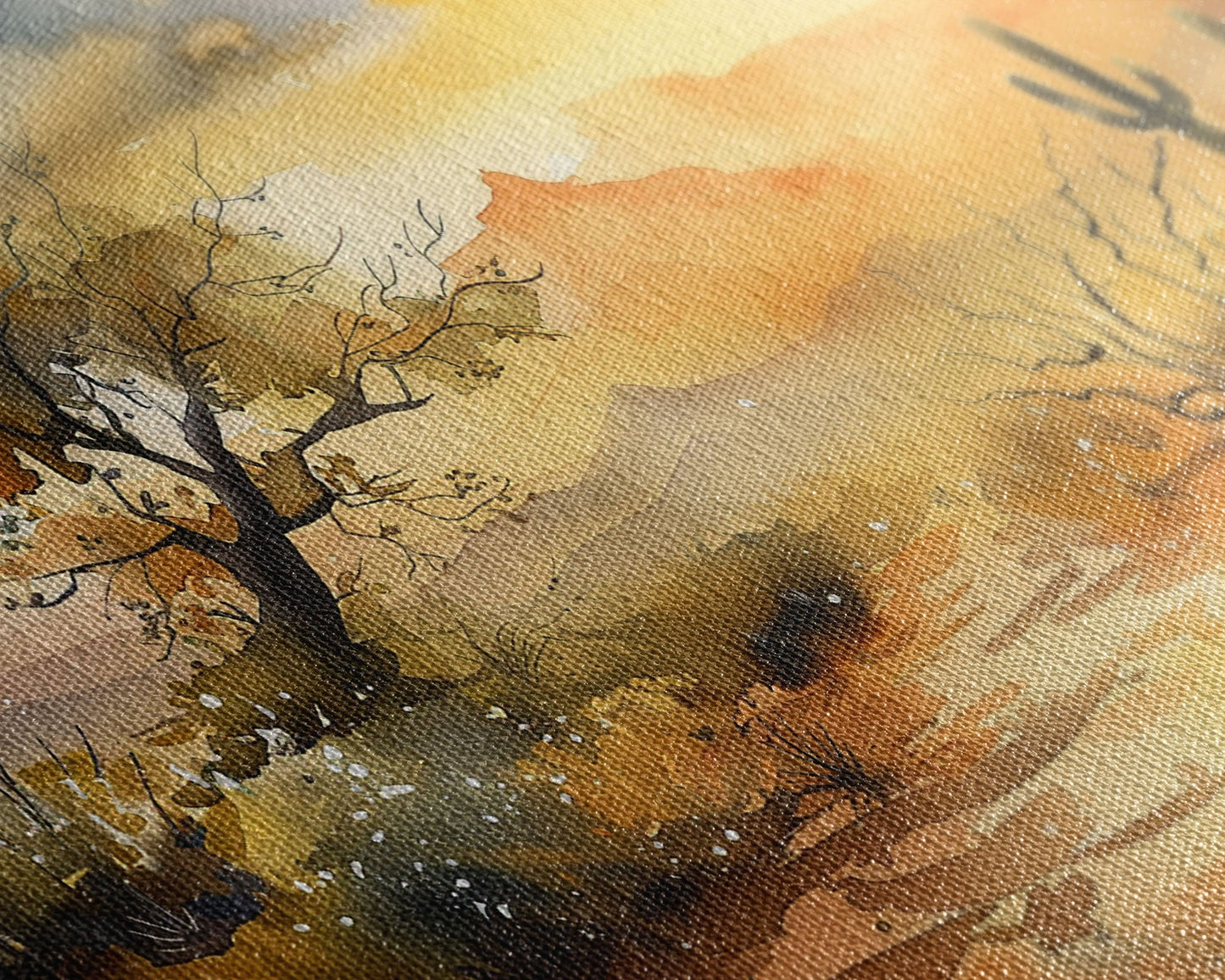 Desert Landscape Watercolor Painting, Wood Framed Canvas Print, Utah Desert Painting, Metal Print, Farmhouse Decor