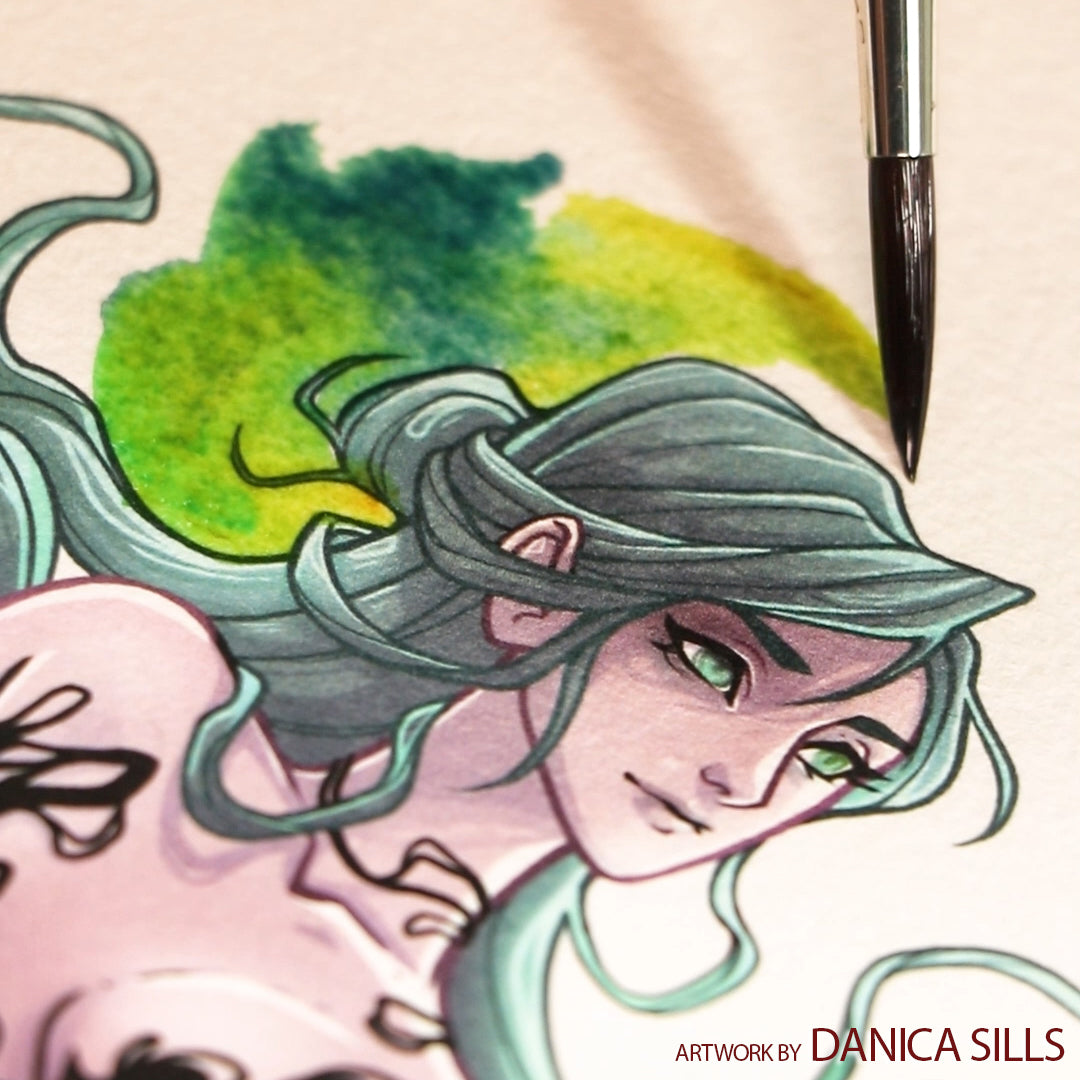 Trekell Crimson Taklon Long Handle Artist Brush - Size #6 Round