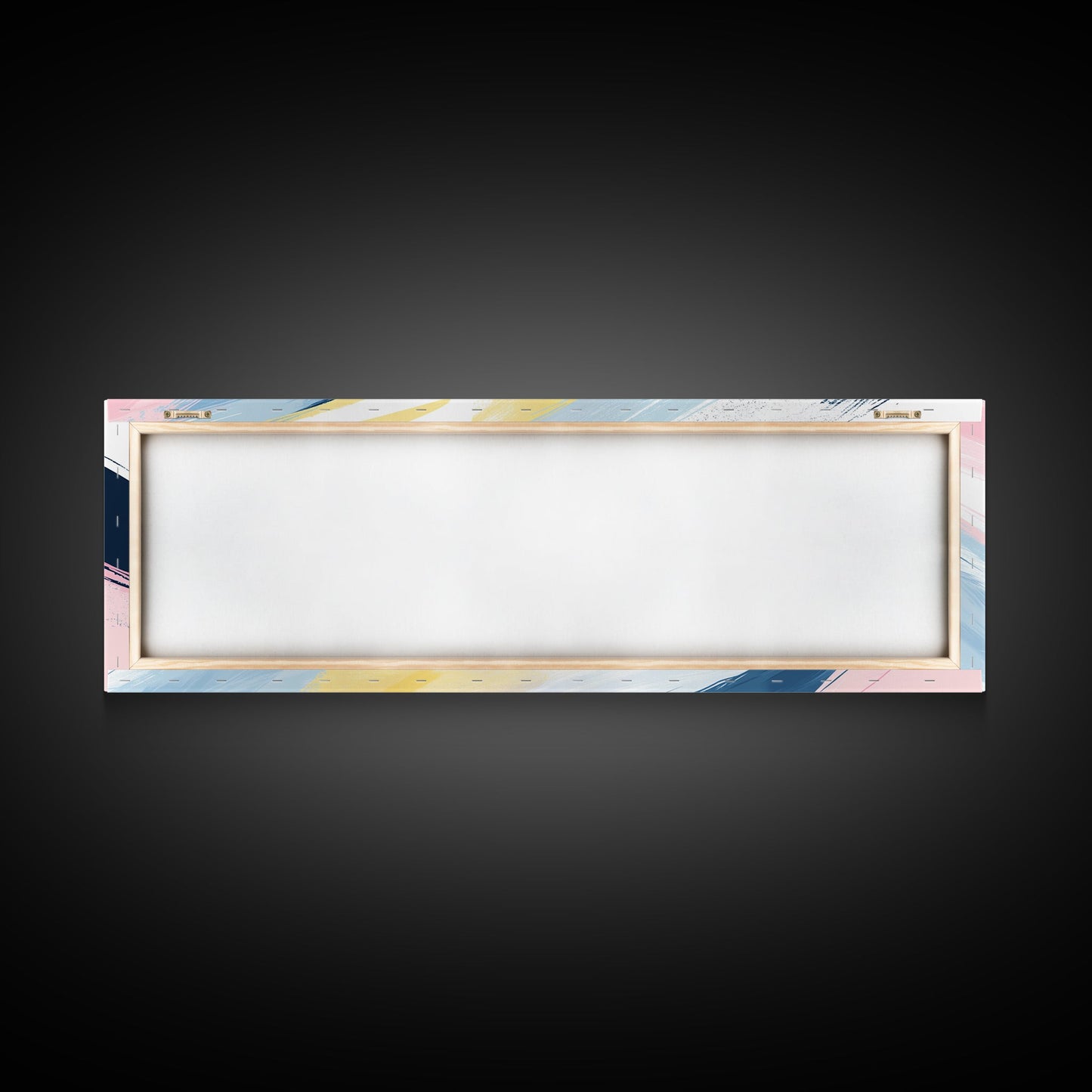 Pastel Abstract Brush Strokes Painting Print, Framed Canvas Art, Panoramic Extra Wide Office Decor, Living Room Or Bedroom Oversized Art
