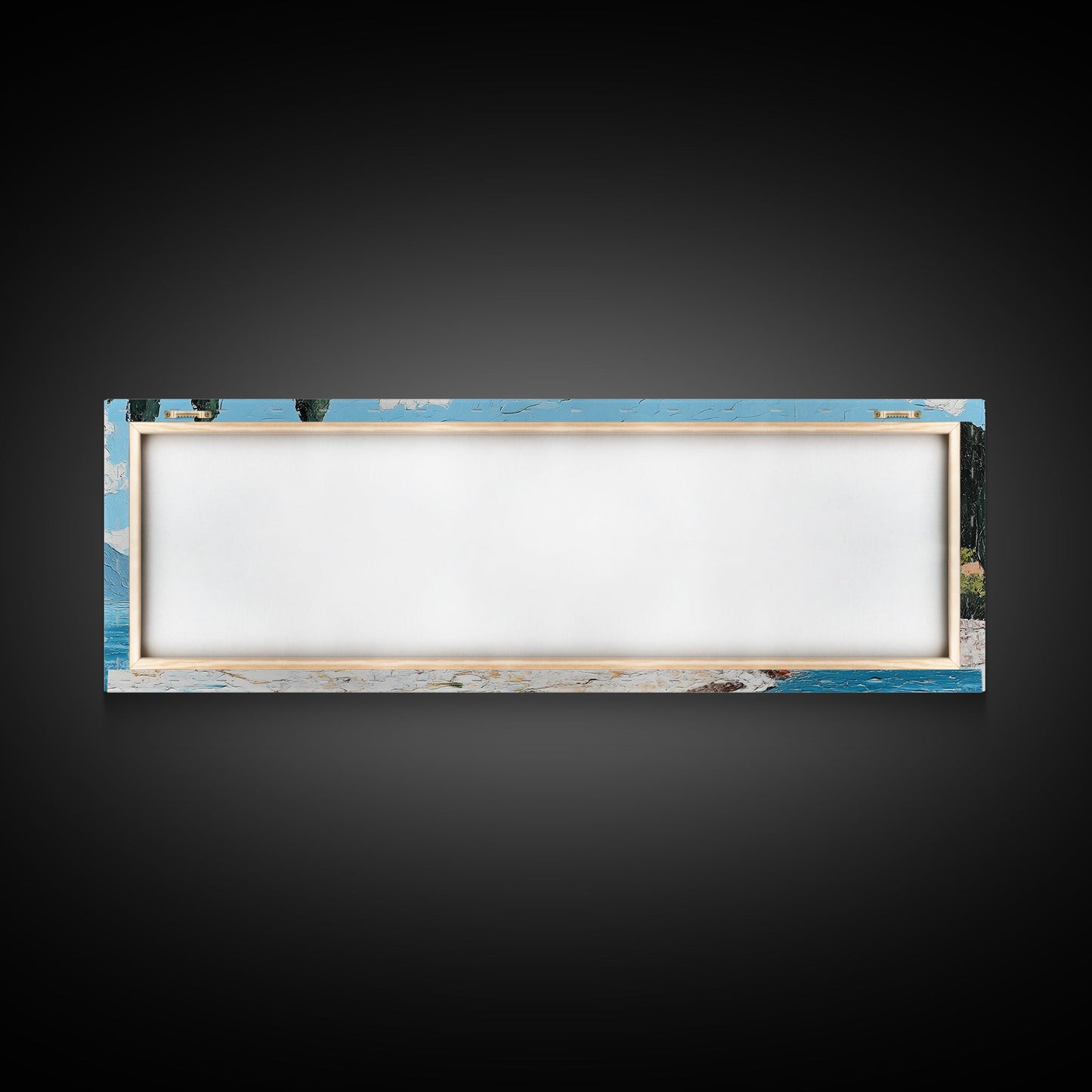 Impressionist Painting of an Italian Seaside Villa, Framed Canvas Print, Italy Village Decor, Ulta Wide Panoramic Landscape Painting