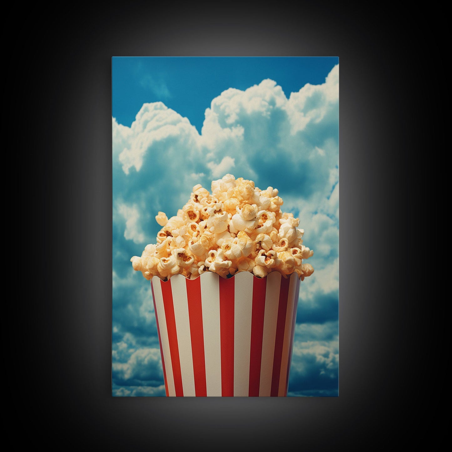 Popcorn, Game Room Wall Art, Movie Room Art, Canvas Print, Wall Hanging, Portrait Art, Minimalist Wall Art, Kitchen Wall Decor, Hostess Gift