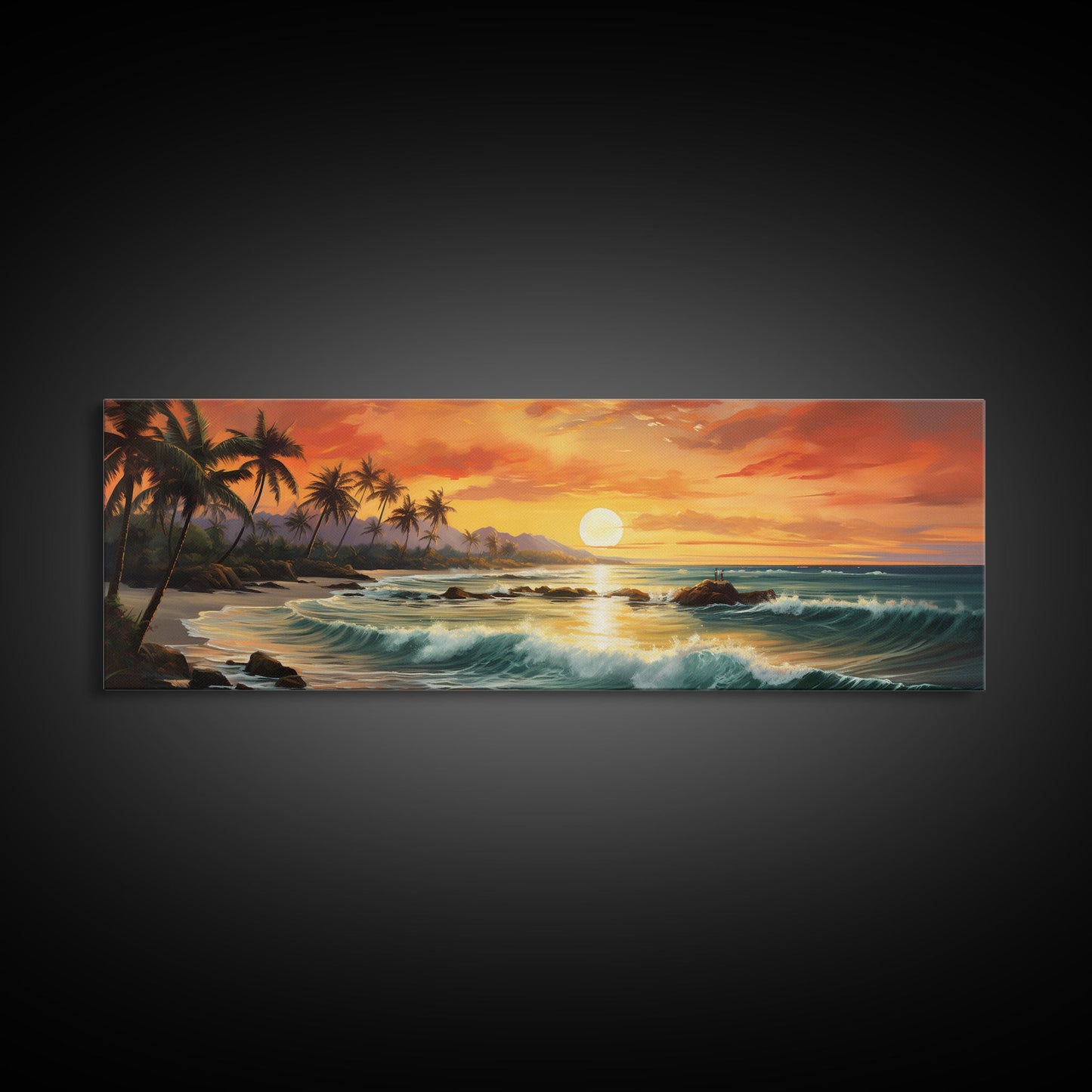 Tropical Ocean Beach canvas prints Sea landscape Nautical photo Coastal Framed Art Sea wave canvas Extra large wall art Ready to hang