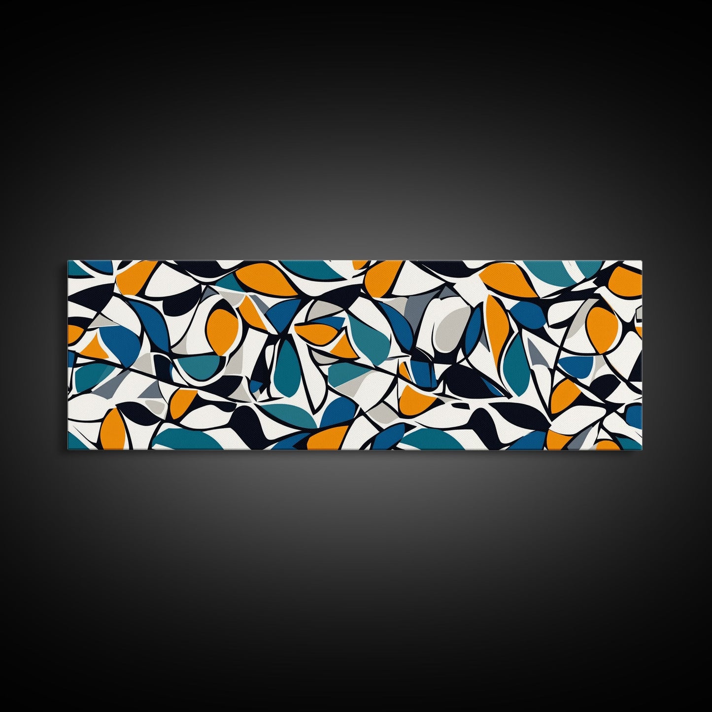 Mid Century Modern Art - Floral Abstract Pattern - Panoramic Canvas Print - Retro Loft Art - Large Wall Art - Geometric Abstract Art
