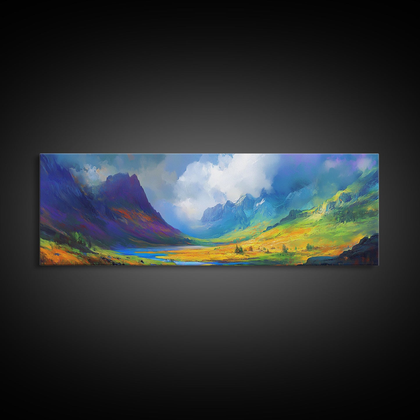 Colorful Fantasy Landscape Painting Print, Oversized Wall Art, Purple and Green Wall Art
