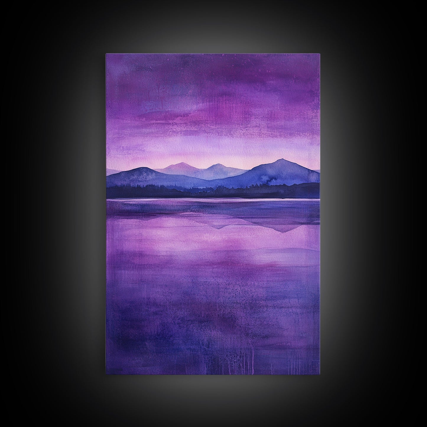 Purple and Lavender Landscape Painting Print, Reflections, Original Watercolor Painting Print, Custom Painting, Living Room Wall Art