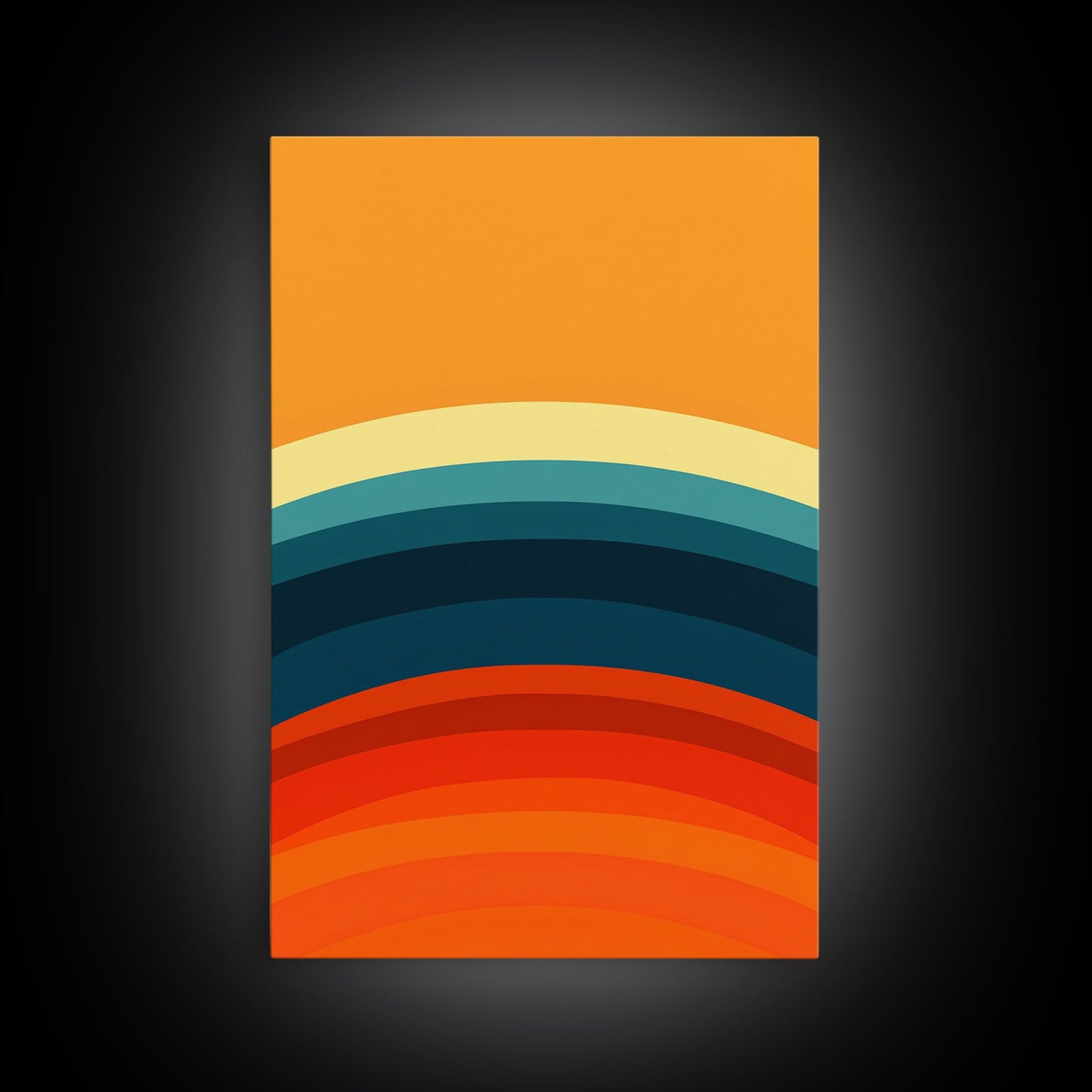 Shades Of The Sun Gradient Painting Print, Wood Framed Canvas, Minimalist Wall Art, Art Deco Inspired Living Room Decor