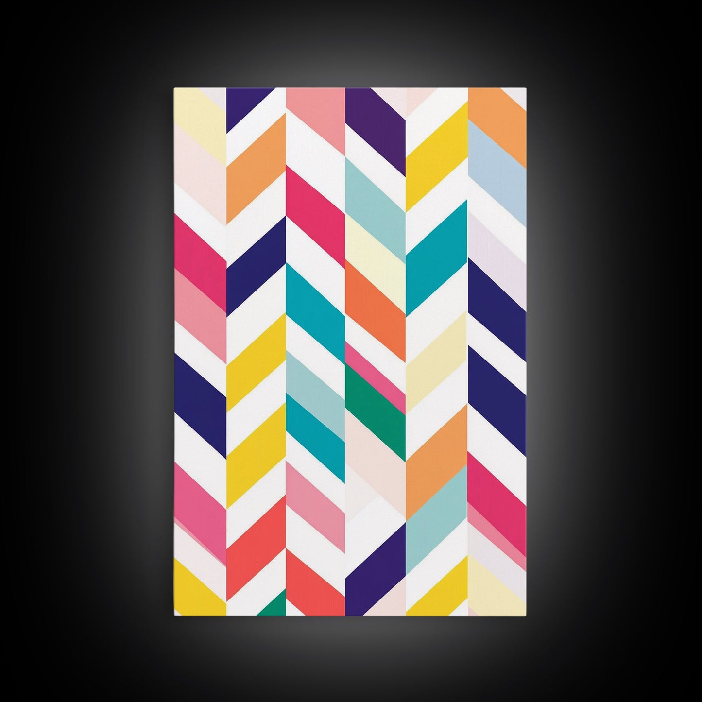 Pastel Chevrons Wall Art, Framed Canvas Print, Wood Framed Wall Art, Framed Wall Art, Gift Idea, Home Decor