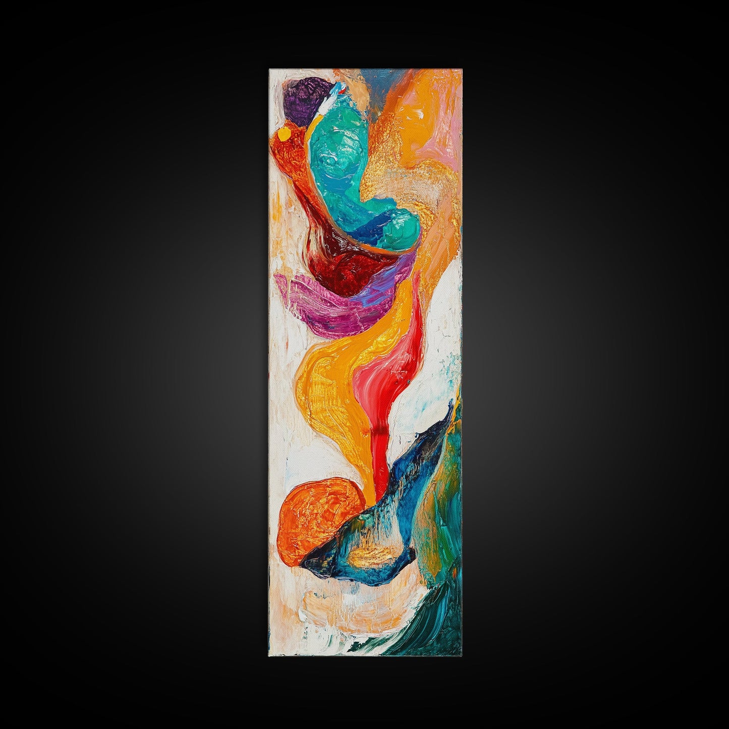 Fiery Abstract, Color Explosion, Dynamic Painting, Framed Canvas Print, pink orange wall art, bold abstract art, modern art, vibrant art