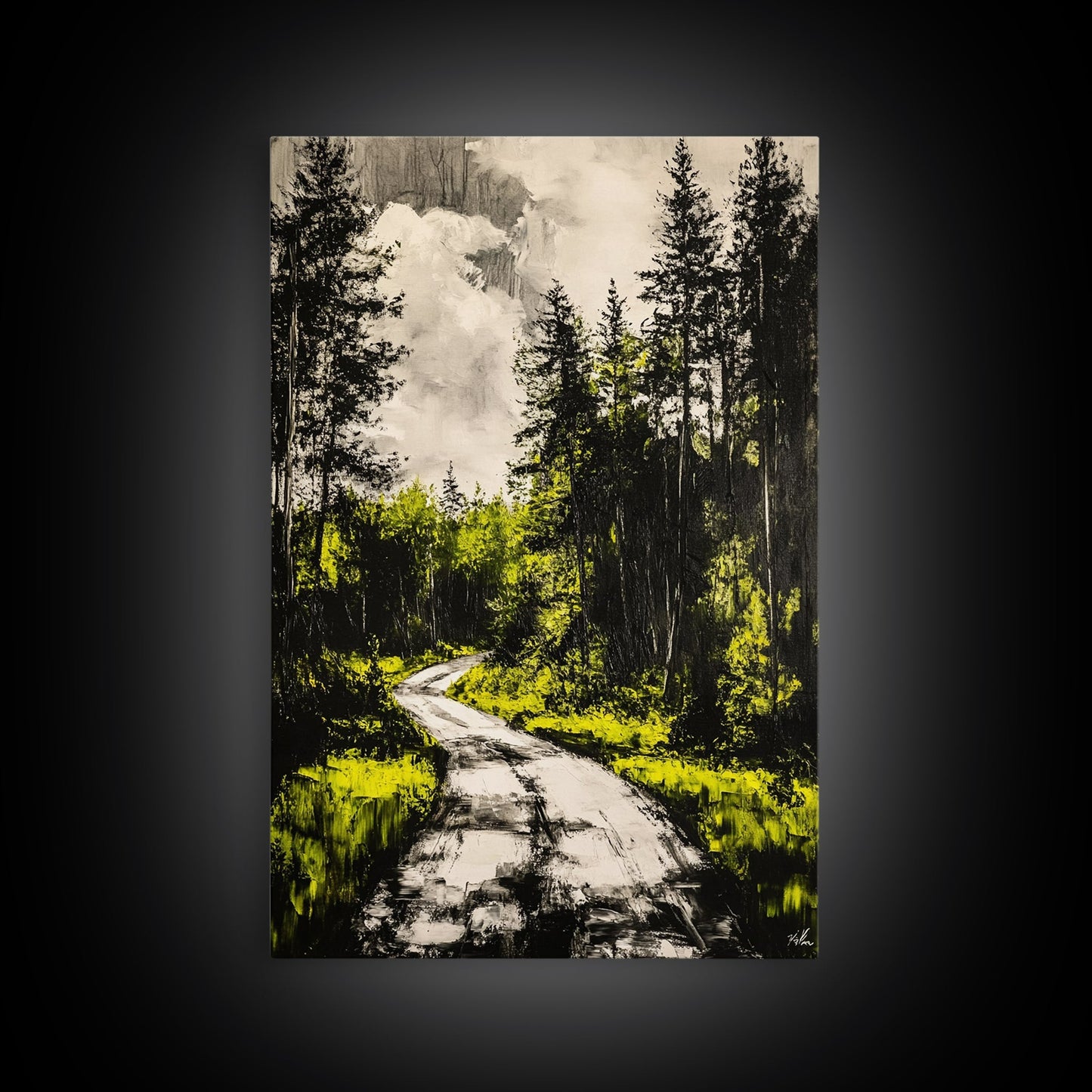 Forest Path, Nature Wall Art, Rustic Landscape, Cabin Decor, Outdoor Aesthetic, Greenery Painting, Framed Canvas Print