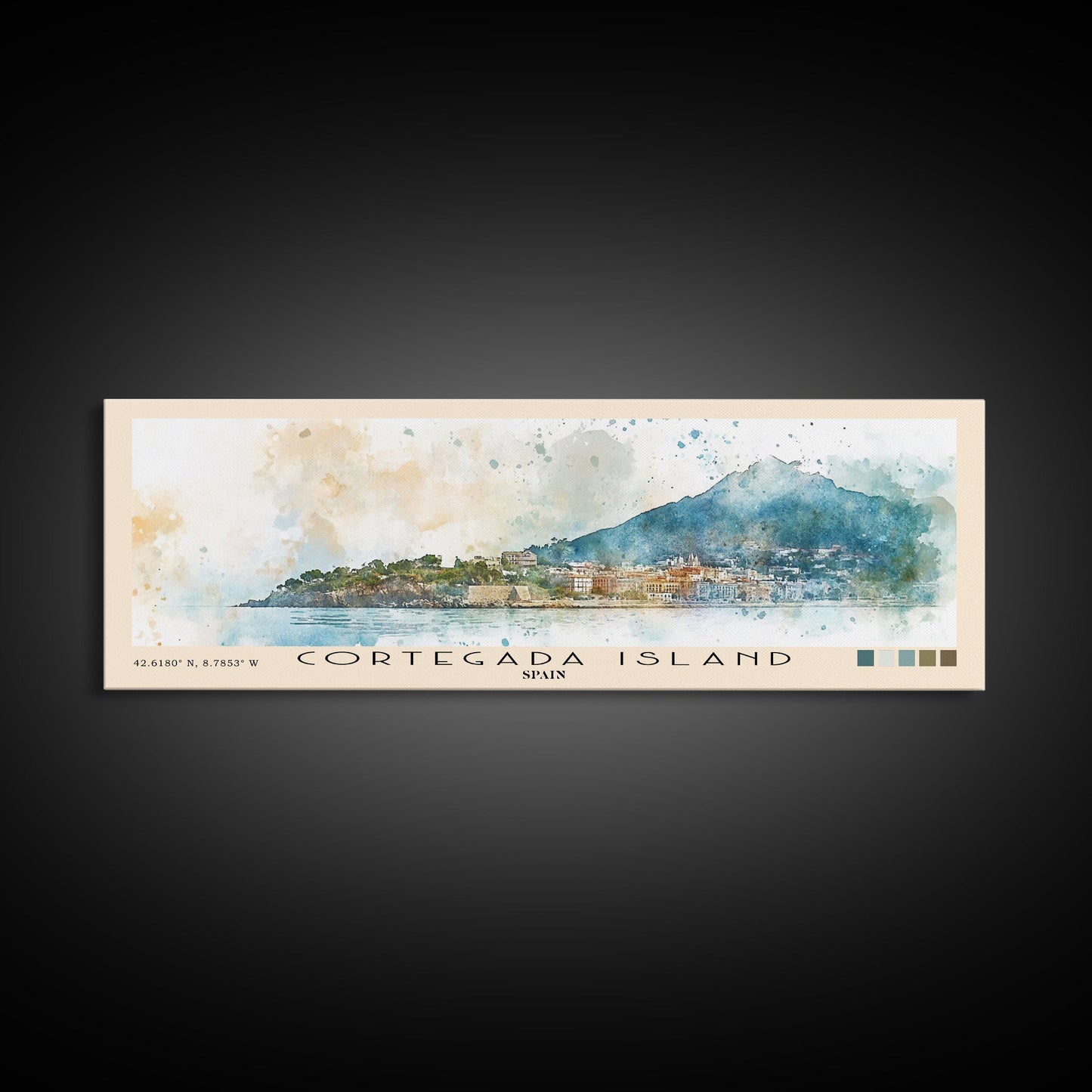 Cortegada Island, Spain Watercolor Beach Print, Vacation Gift, Spain Wall Art, Framed Canvas Print, Framed Beach Painting