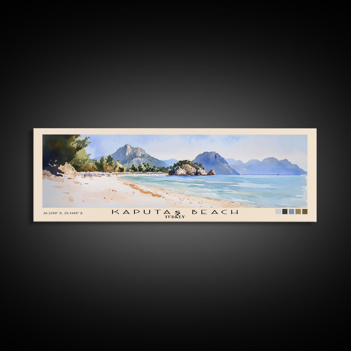 Kaputaş Beach, Turkey Watercolor Beach Print, Vacation Gift, Turkey Wall Art, Beach Painting, Beach Decor, Beach Painting