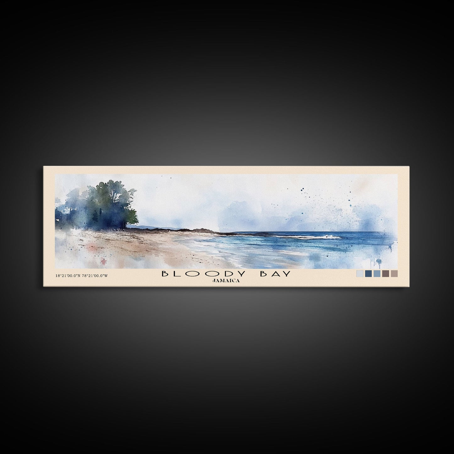 Bloody Bay, Jamaica Watercolor Beach Print, Vacation Gift, Jamaica Wall Art, Framed Canvas Print, Framed Beach Painting