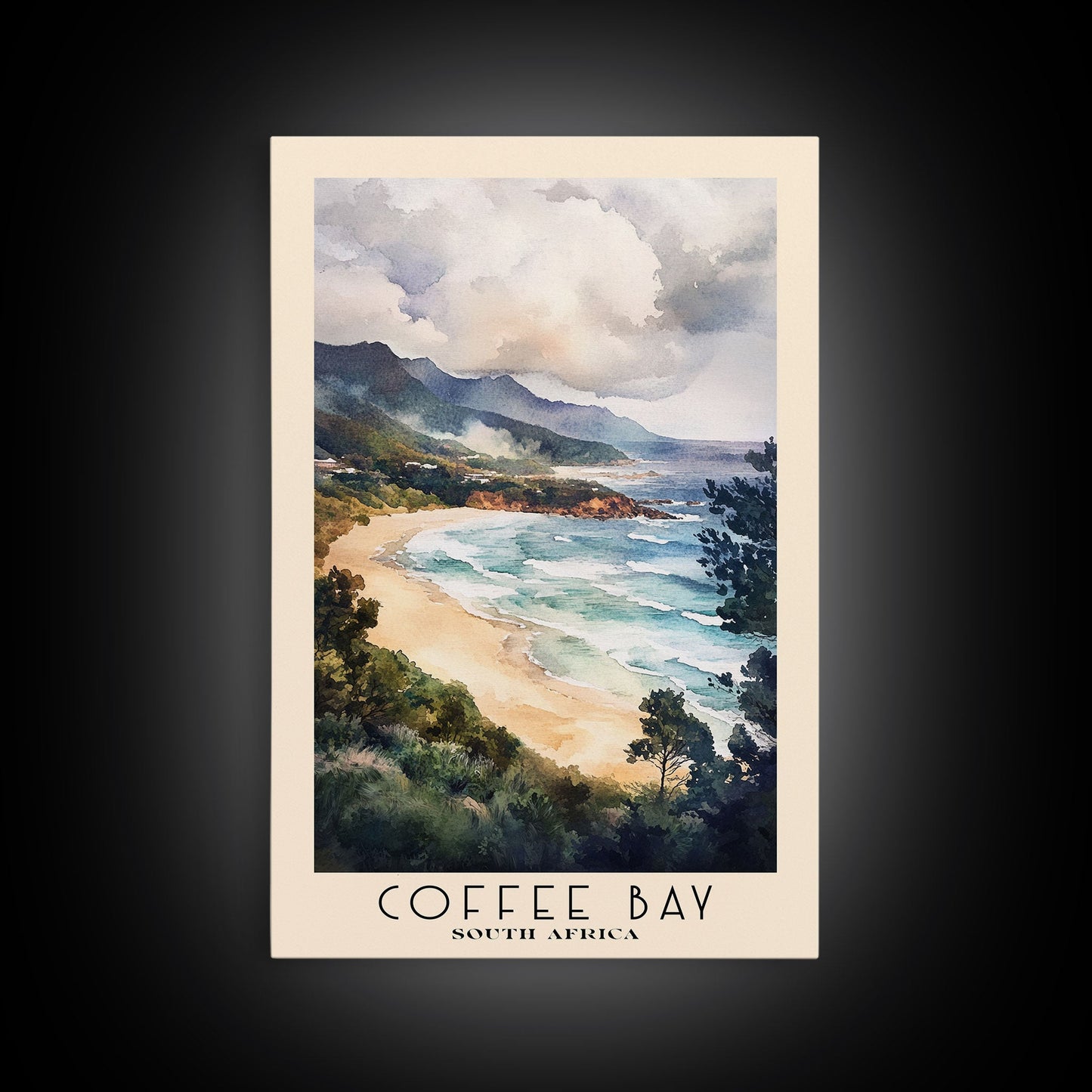 Coffee Bay, South Africa Watercolor Beach Print, Vacation Gift, South Africa Wall Art, Beach Painting, Beach Decor, Beach Painting