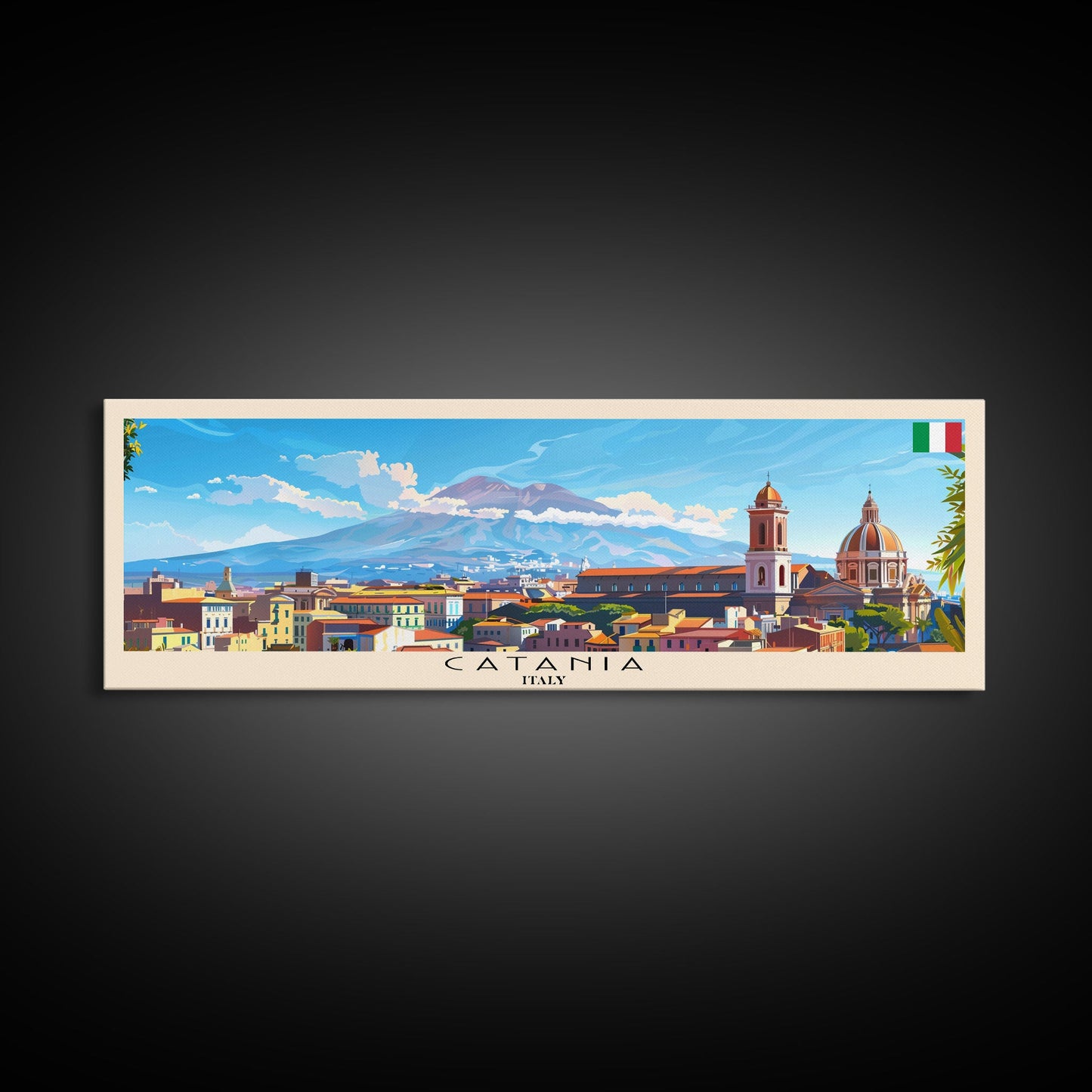 Catania Italy Travel Print Wall Art, Panoramic City Art, Travel Art, Wall Decor, Vacation Gift, Framed Canvas Print Or Metal Art