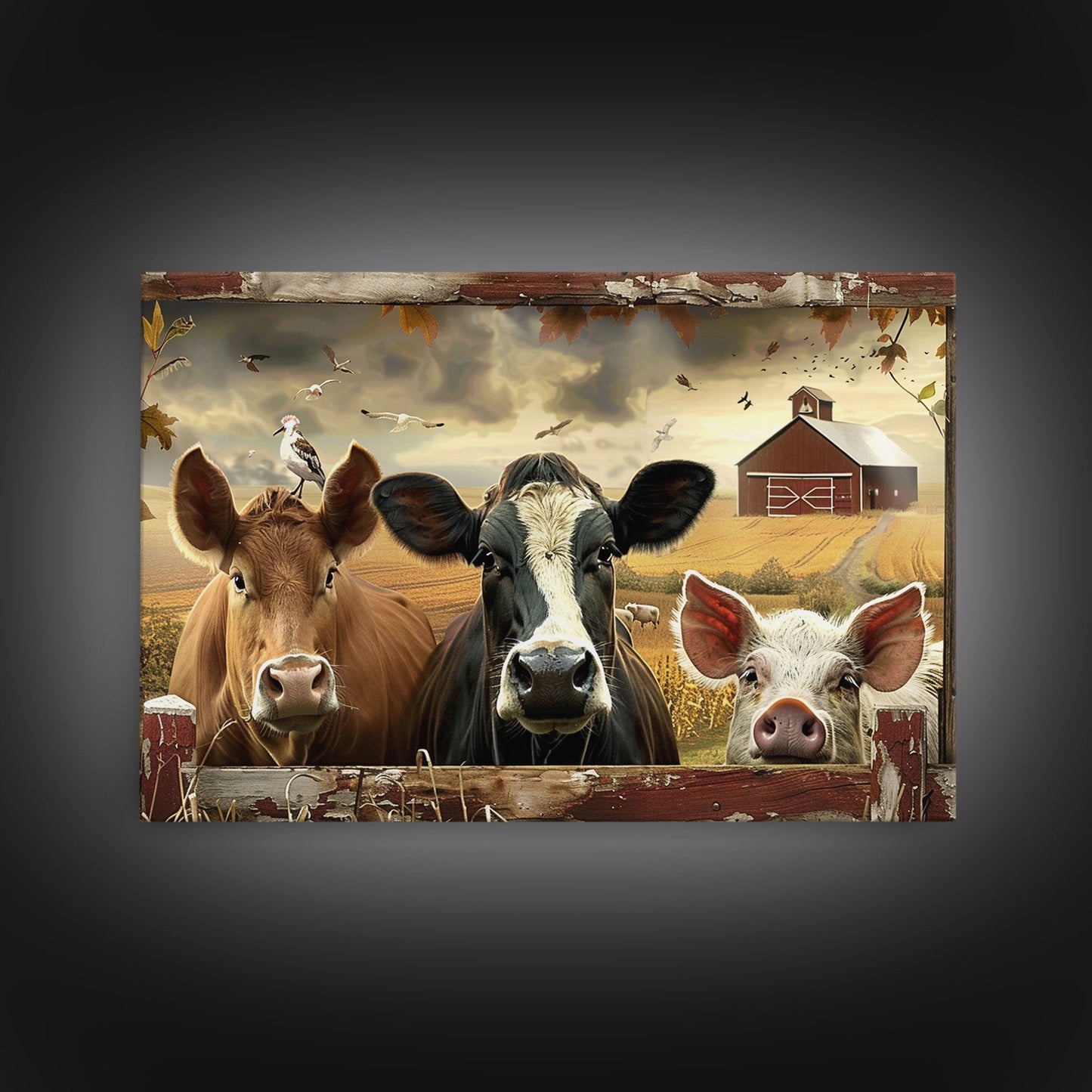 Cute Farmhouse Animal Print, Window Art, Wall Art, Home Decor, Wall Decor, Cute Farmhouse Kitsch Living Room Art
