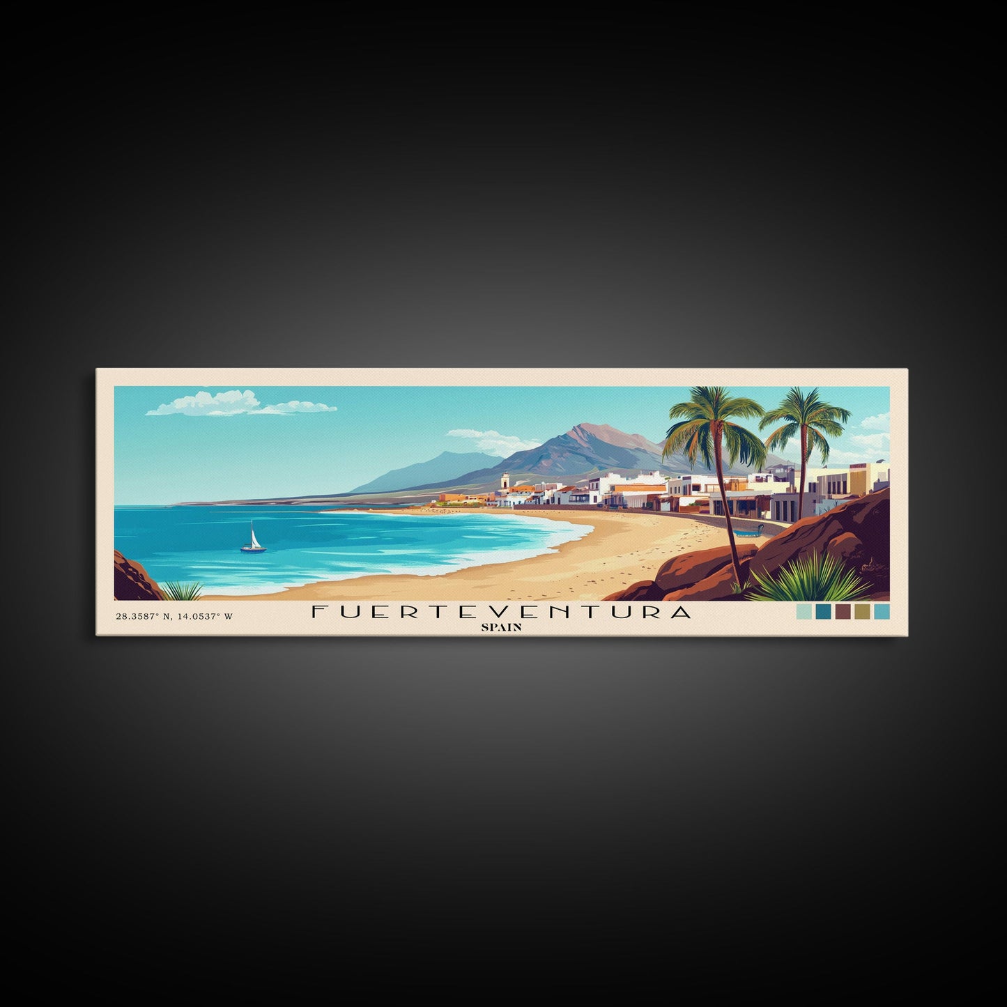 Fuerteventura, Spain Panoramic Print, Vacation Gift, Spain Wall Art, Vacation Wall Art, Vacatation Memories, Beach Decor, Beach Or Lakehouse Art