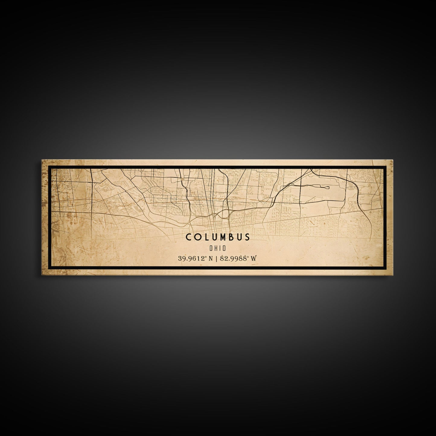 Columbus Panoramic vintage map print poster or framed canvas, Ohio map print poster canvas, Columbus city map print poster canvas