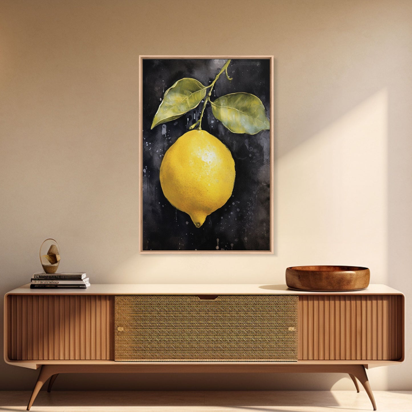 Lemon Wall Decor, Food Art, Fruit Wall Art, Kitchen Wall Art, Minimalist Wall Art, Wall Decor, Canvas Print, Wall Art, Framed Canvas Art