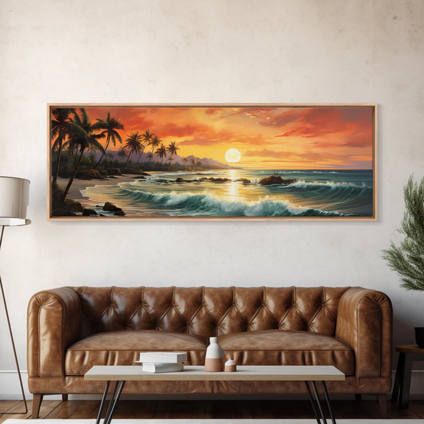 Tropical Ocean Beach canvas prints Sea landscape Nautical photo Coastal Framed Art Sea wave canvas Extra large wall art Ready to hang