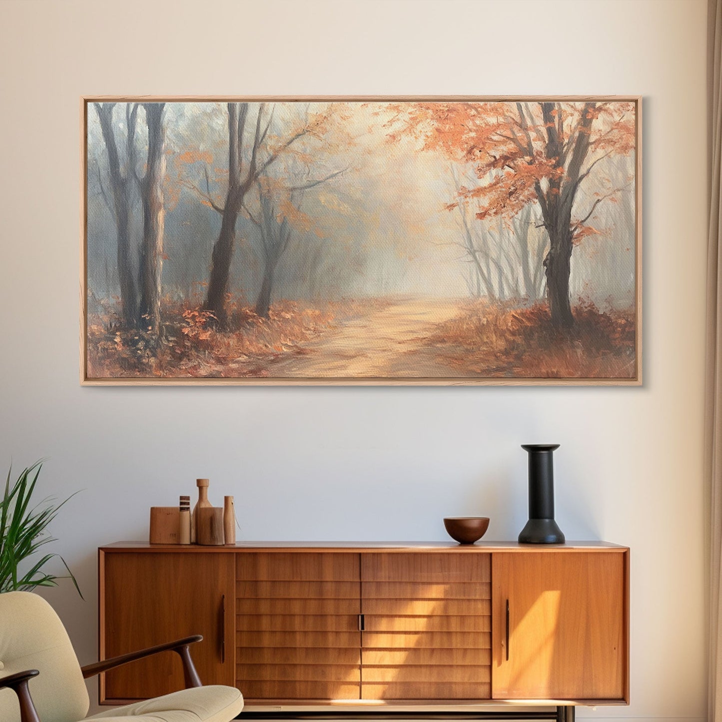 Path Through The Fall Forest, Framed Canvas Print, Winter Wonderland Decor, Perfect Wall Art and Gift Idea
