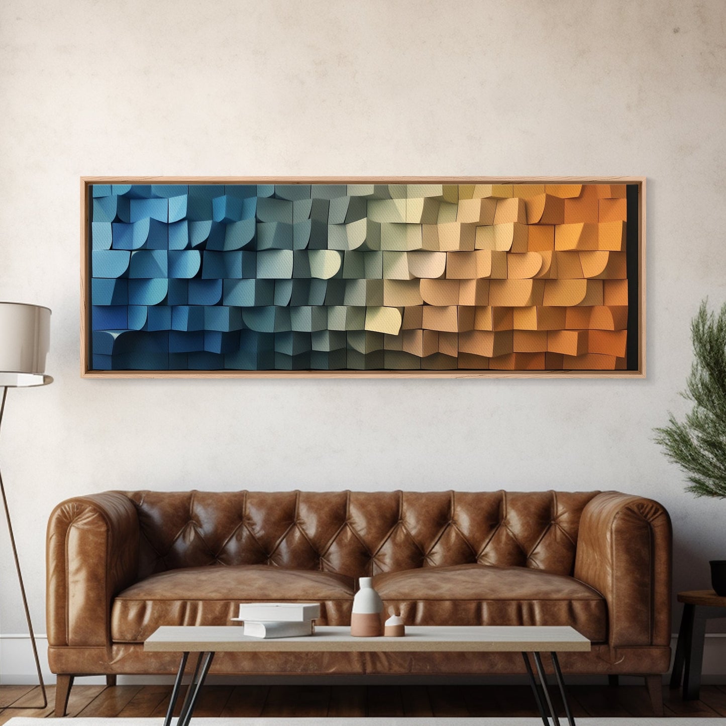 Geometric Wall Art - Cubism - Dreams Of the Coast - Framed Canvas Print