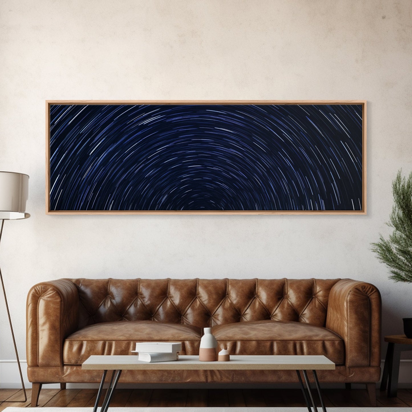 Spiral Of Stars Framed Canvas Print, Timelapse Photography Style Print, Oversized Living Room Decor