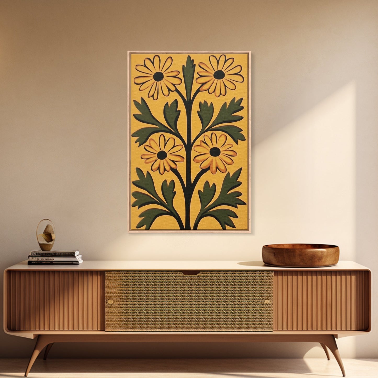 Boho Flower Wall Art, Canvas Print, Artful Boho Flower Art Print, Abstract Botanical Wall Art, Aesthetic Botanical Living Room Decor