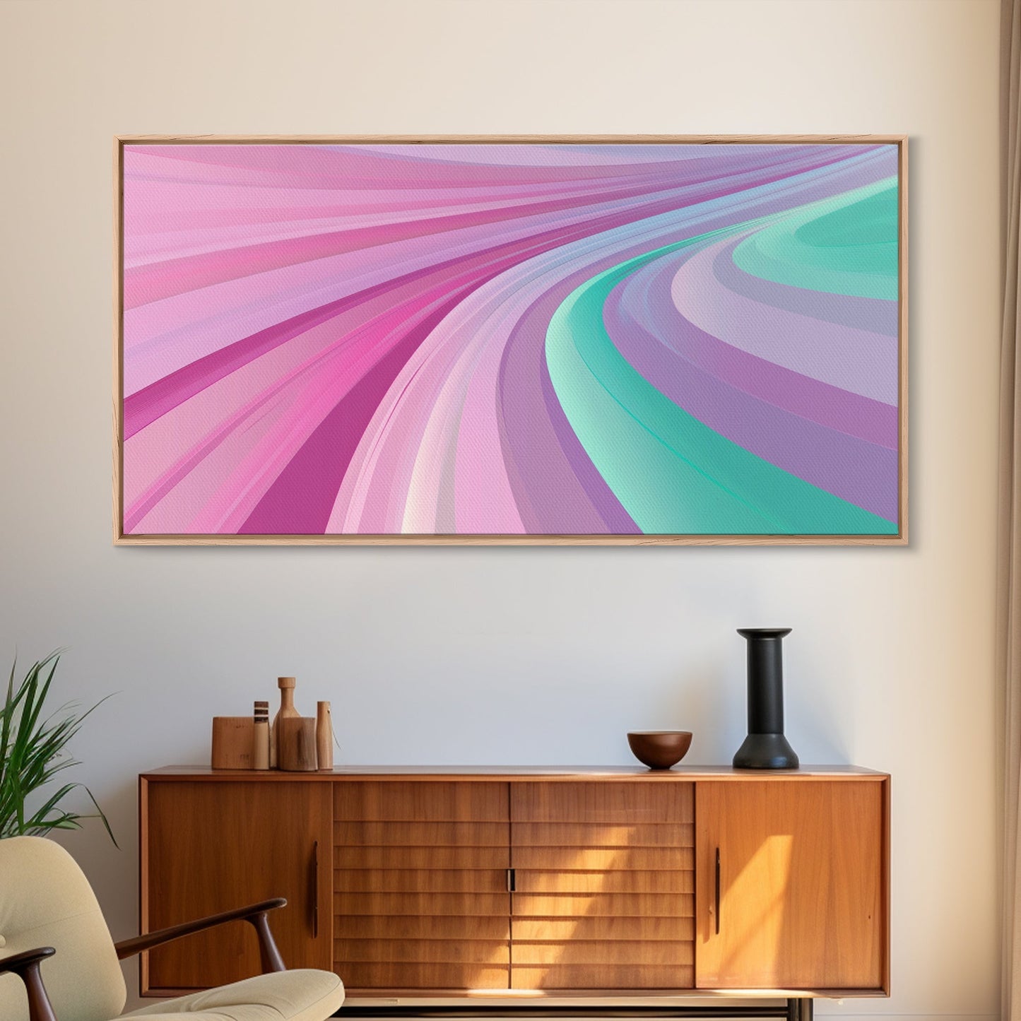 Mid-Century Modern Pastel Colors Wall Art, Turquoise and Purple