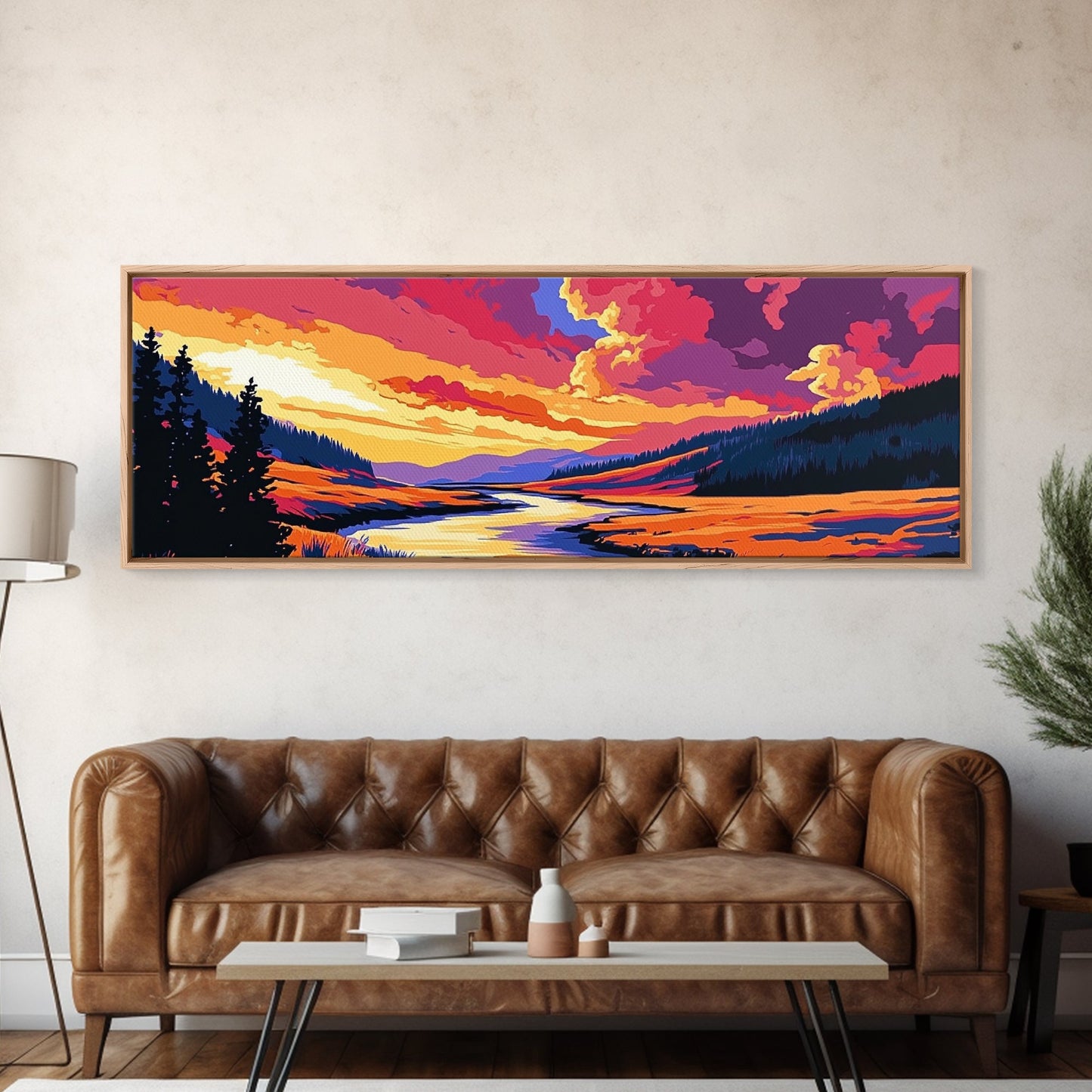 Coastal Rocks, Ocean Waves, Bold Sunset, Canvas Print, Beach House Wall Art, Nautical Decor, Vibrant Seascape, Summer Home Accent