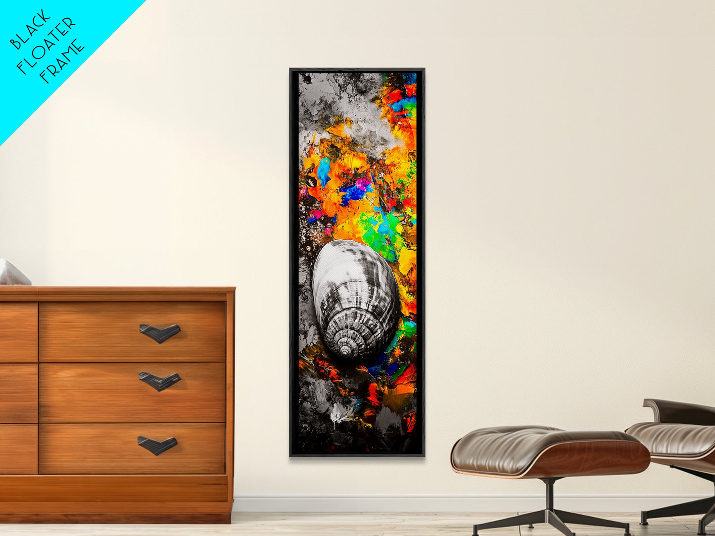 Colorful Shell, Abstract Art, Bold Texture, Canvas Print, Coastal Wall Art, Boho Beach Decor, Eclectic Home Art, Vibrant Nature Painting