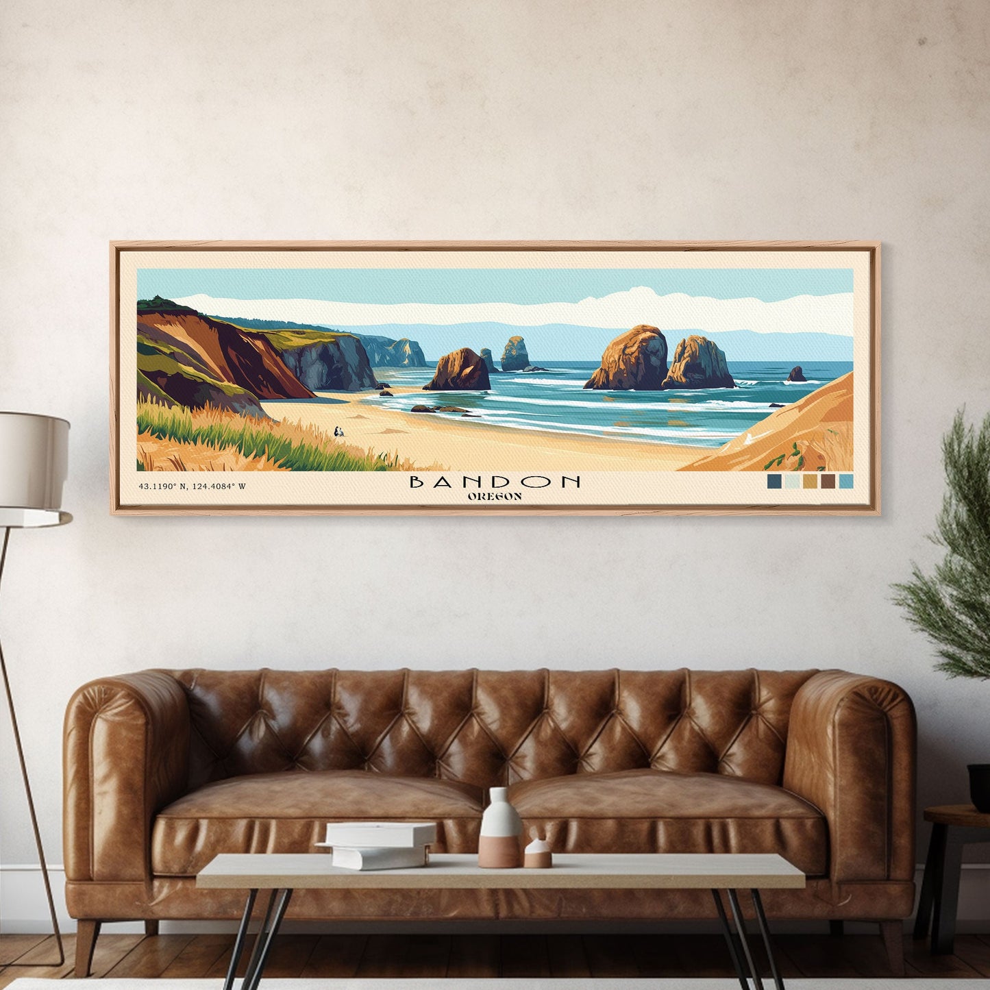 Bandon, Oregon Panoramic Print, Vacation Gift, Oregon Wall Art, Vacation Wall Art, Vacatation Memories, Beach Decor, Beach Or Lakehouse Art