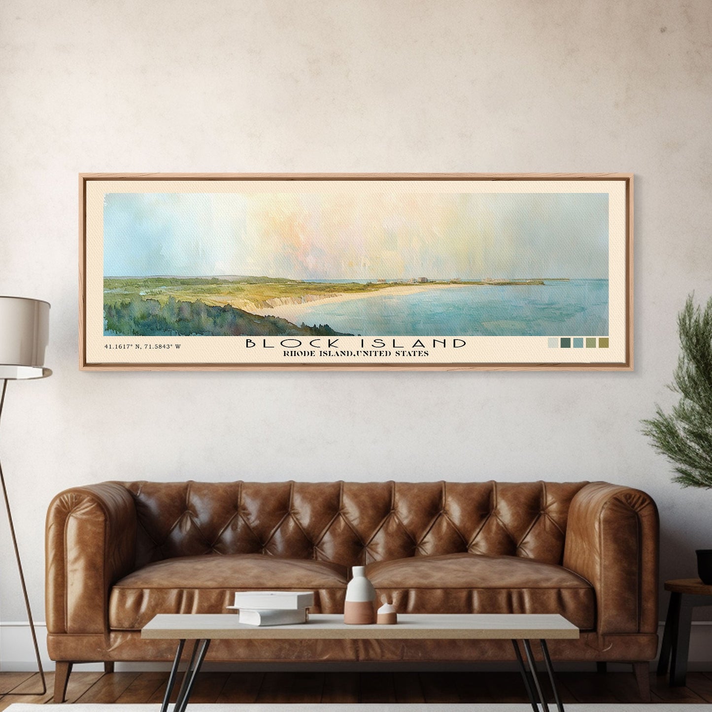 Block Island, Rhode Island,United States Watercolor Print, Vacation Gift, Rhode Island,United States Wall Art, Beach Painting, Beach Decor, Large Wall Art, Wood Frame Art