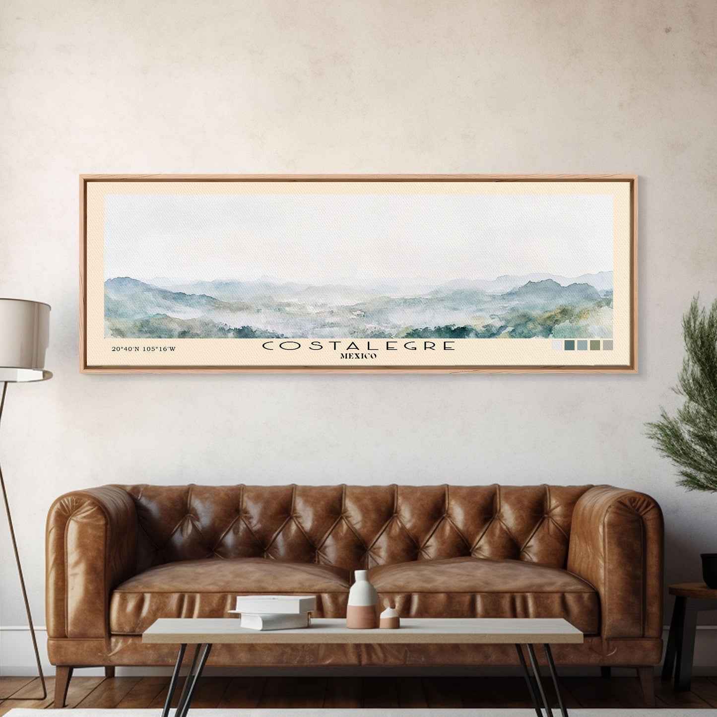 Costalegre, Mexico Watercolor Print, Vacation Gift, Mexico Wall Art, Beach Painting, Beach Decor, Large Wall Art, Wood Frame Art