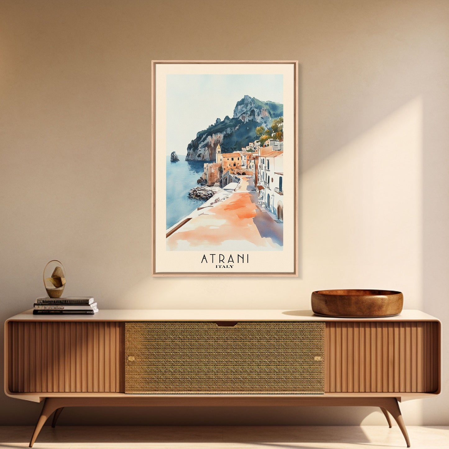Atrani, Italy Watercolor Beach Print, Vacation Gift, Italy Wall Art, Beach Painting, Beach Decor, Beach Painting