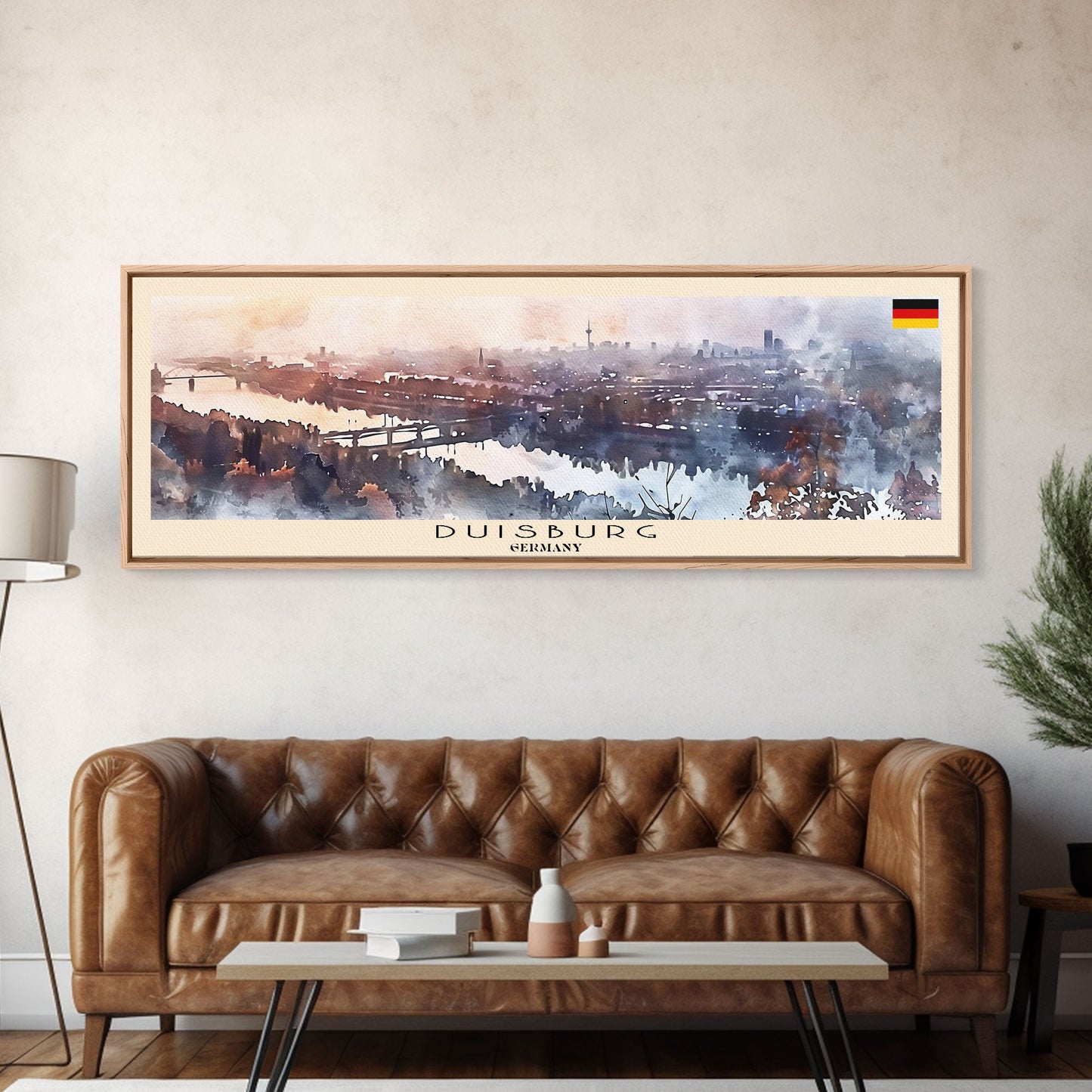 Duisburg Germany Wall Art, Panoramic Travel Poster, Panoramic Framed Canvas Print, City Wall Art, Wall Hanging Home Decor, Travel Art