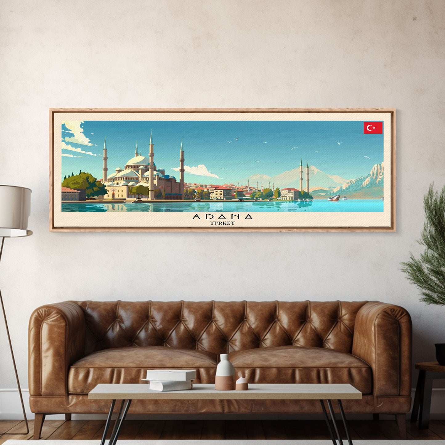 Adana Turkey Travel Art, City Art, Framed Canvas Print or Metal Wall Art, Europe Travel Poster, Panoramic Wall Art, Extra Wide Wall Art