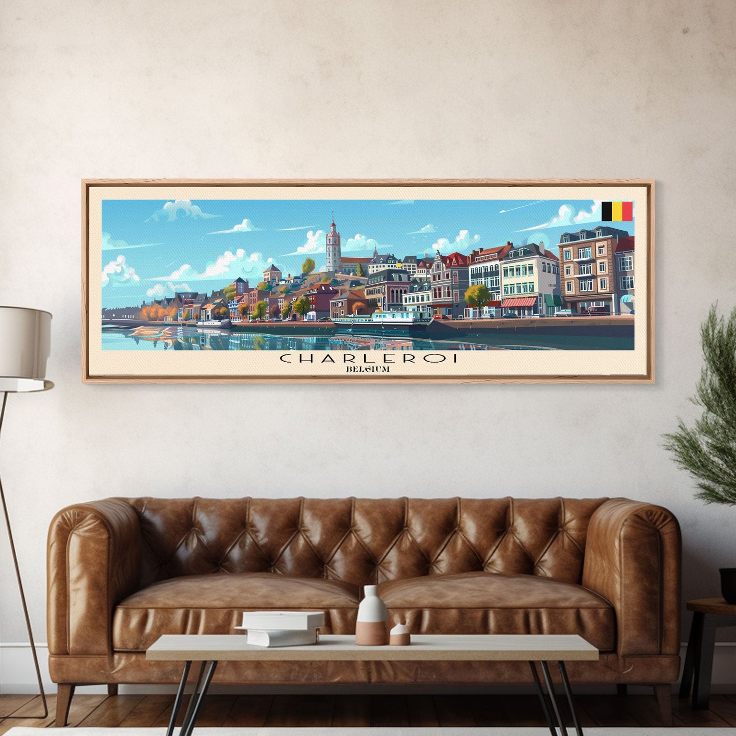 Charleroi Belgium Travel Print Wall Art, Panoramic City Art, Travel Art, Wall Decor, Vacation Gift, Framed Canvas Print Or Metal Art