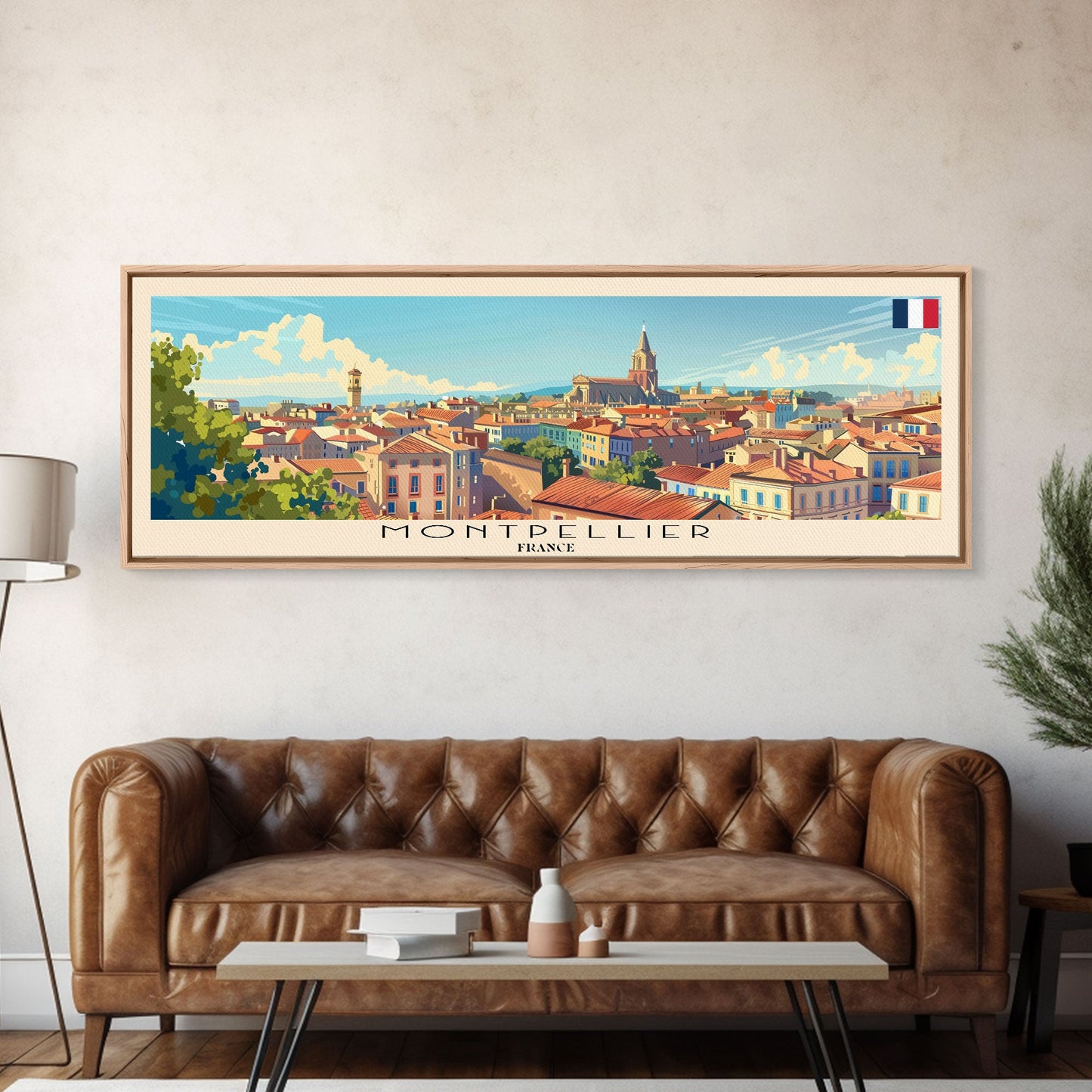 Montpellier France Wall Art, Panoramic Travel Poster, Panoramic Framed Canvas Print, City Wall Art, Wall Hanging Home Decor, Travel Art