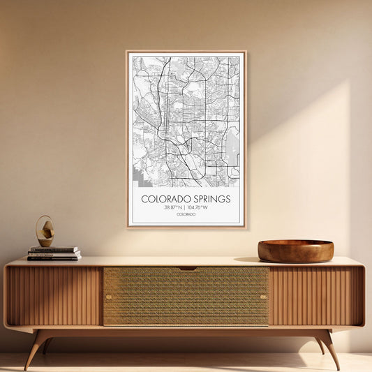 Colorado Springs Street Map, Colorado Map, City Map Art, Minimalist Art, Wall Art, Canvas Print, Canvas Wall Art, Travel Map, Gifts For Him