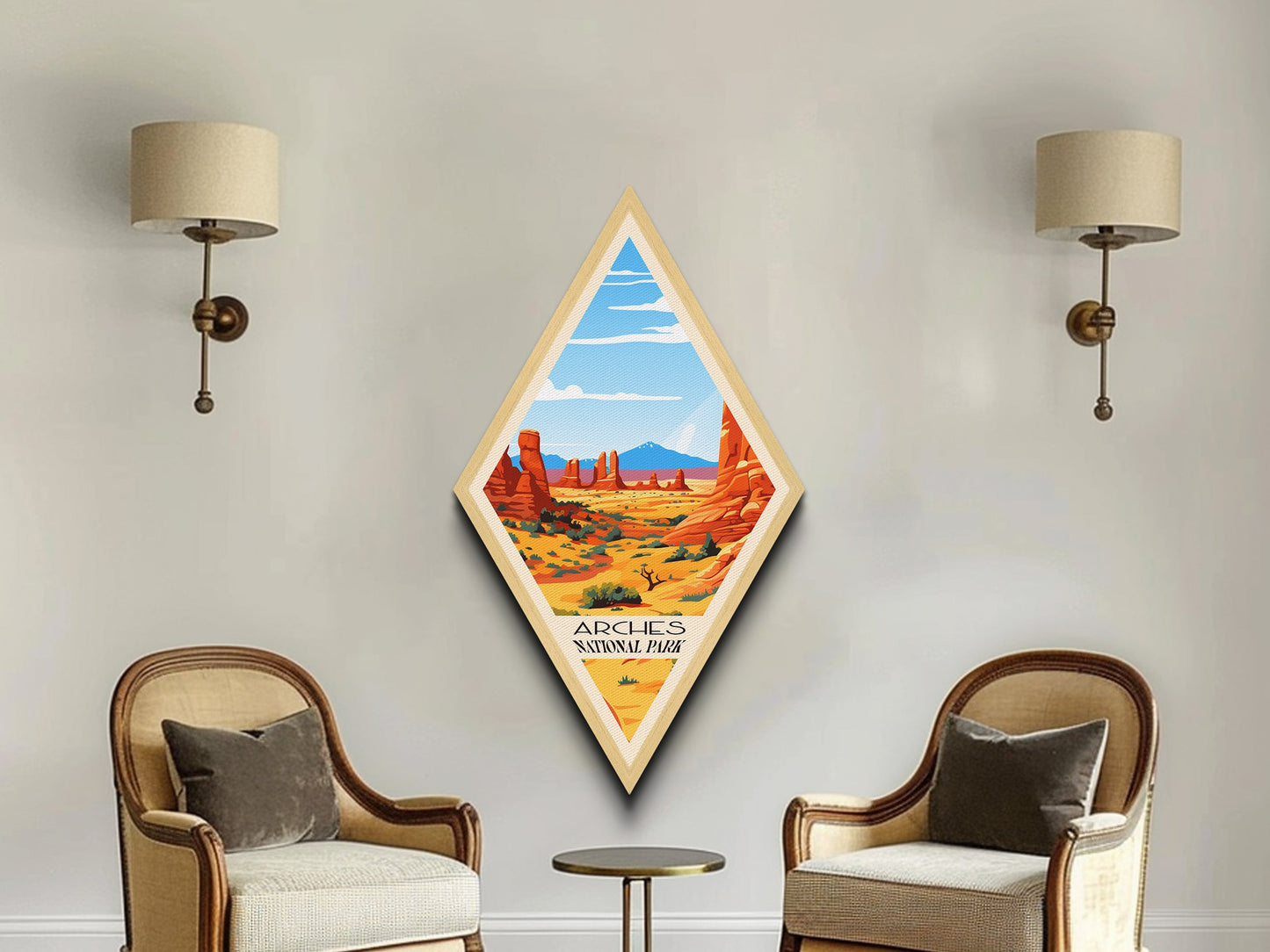 Retro-Reiseposter „Arches Nationalpark“ auf Leinwand, Reisedeko-Kunst, Midcentury-Modern-Deko, Utah-Reisekunst
