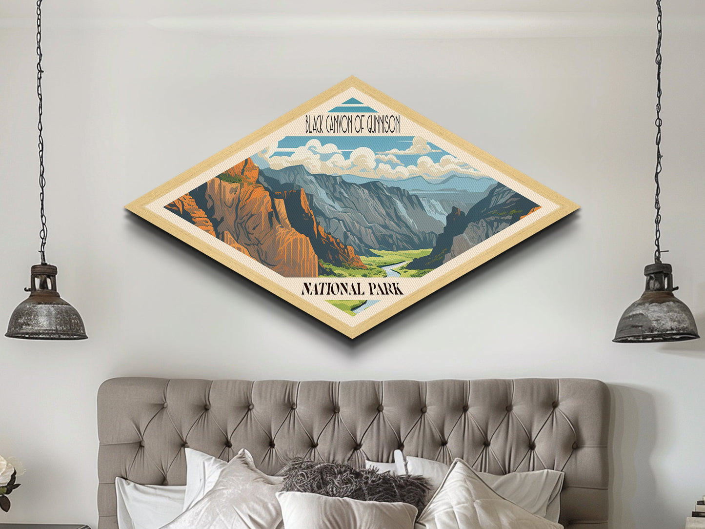 Black Canyon of the Gunnison Diamond Shaped Travel Poster Art Canvas Art Print, Canvas Wall Art, Travel Gift, Colorado Travel Art