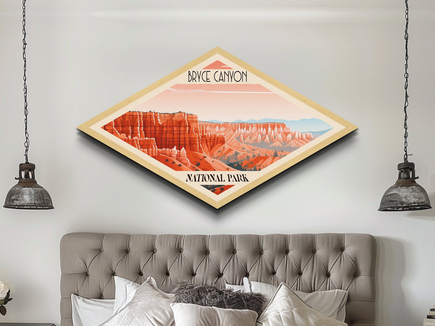 Retro-Kunstdruck „Bryce Canyon Nationalpark“ auf Leinwand, Reisedeko, Midcentury-Modern-Deko, Utah-Reisekunst
