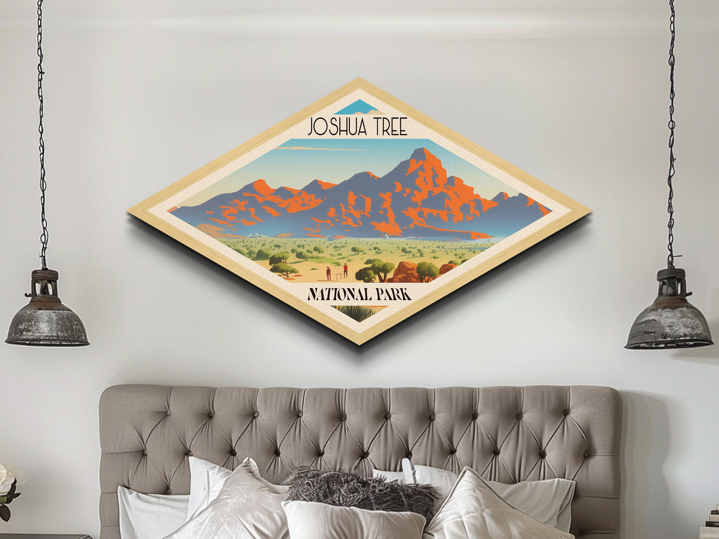 Retro Joshua Tree National Park Adventure Poster Artwork Canvas Texture Print, Travel Decor Art, Midcentury Modern Decor California Travel Art