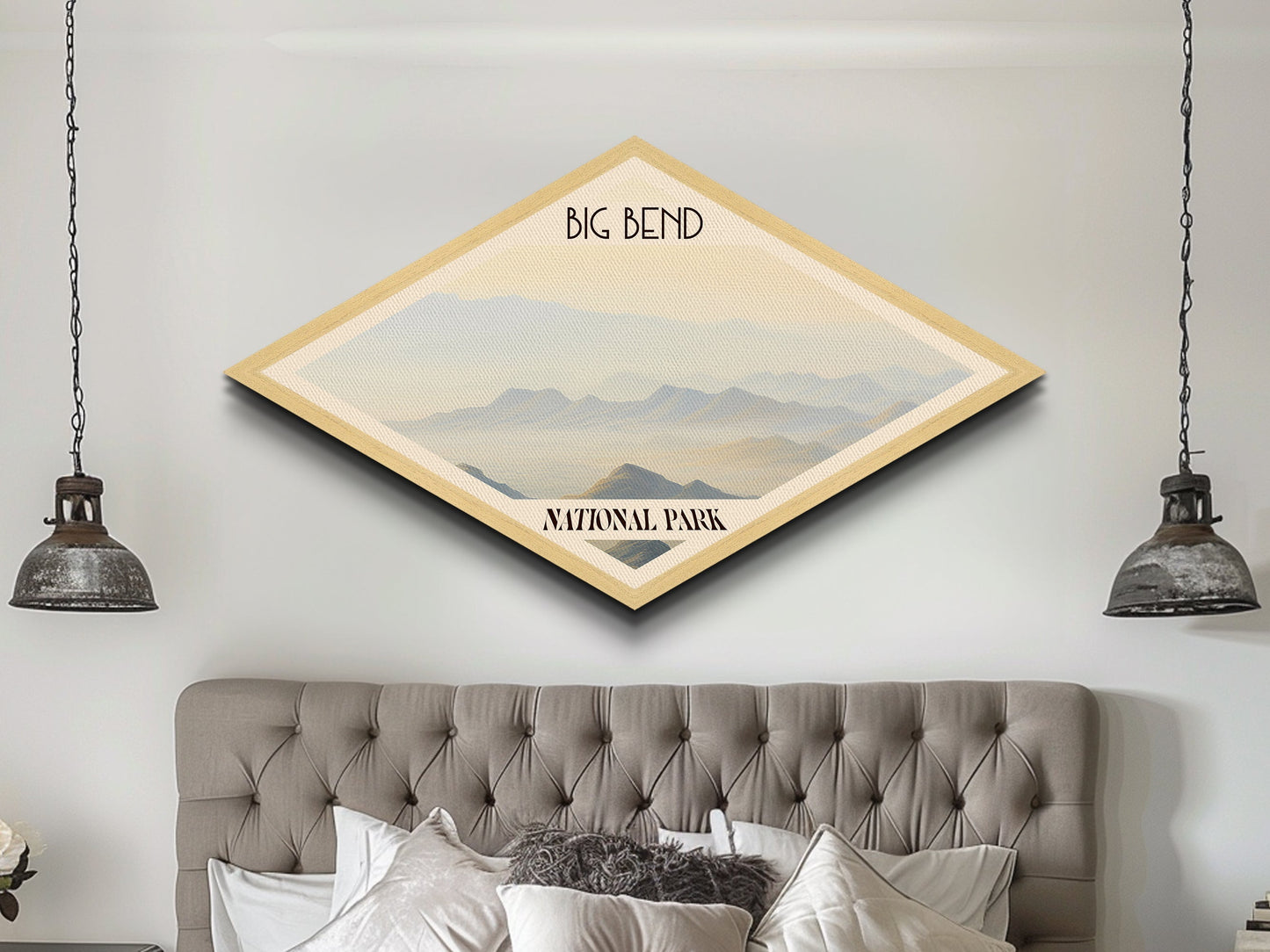 Big Bend National Park Diamond Shaped Travel Poster Canvas Art Print, Canvas Wall Art, Travel Gift, Texas Landscape