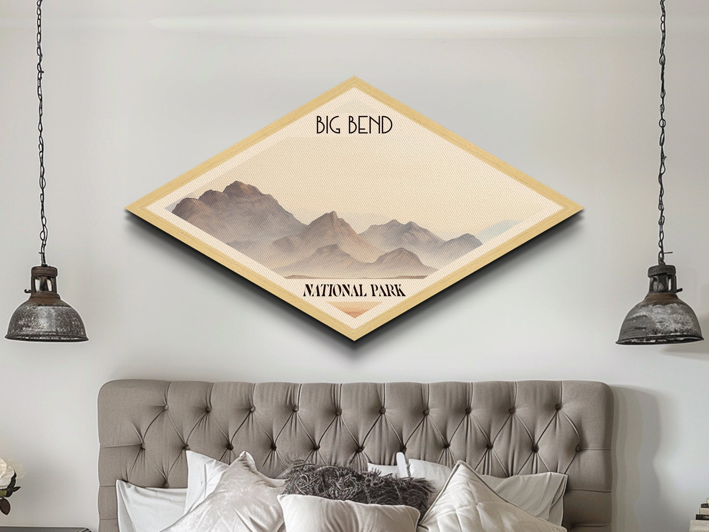 Big Bend National Park Travel Poster Canvas Texture Print, Travel Decor, Midcentury Modern Retro Decor Texas Landscape