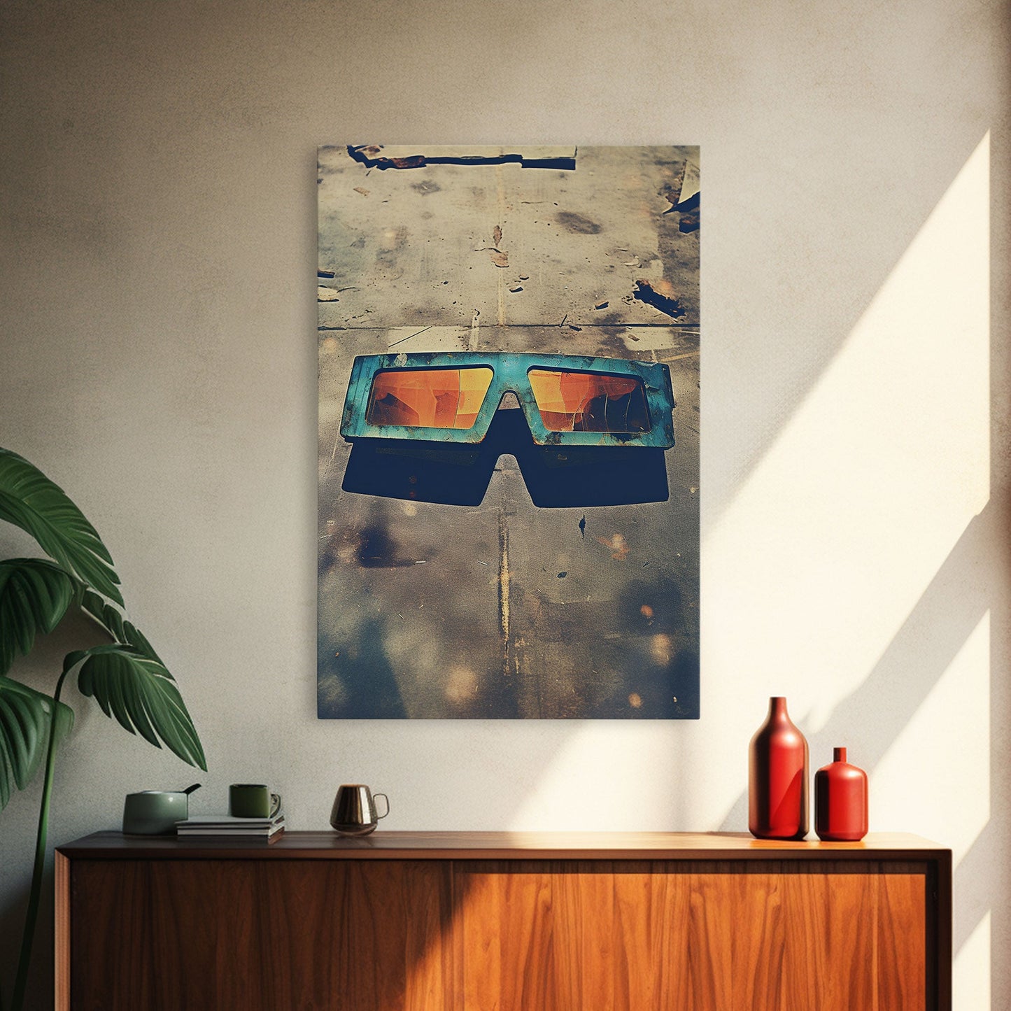 Retro Sunglasses, Retro Art, Minimalist Wall Art, Canvas Print, Wall Hanging, Portrait Art, Office Wall Decor, Living Room Prints, RV Decor