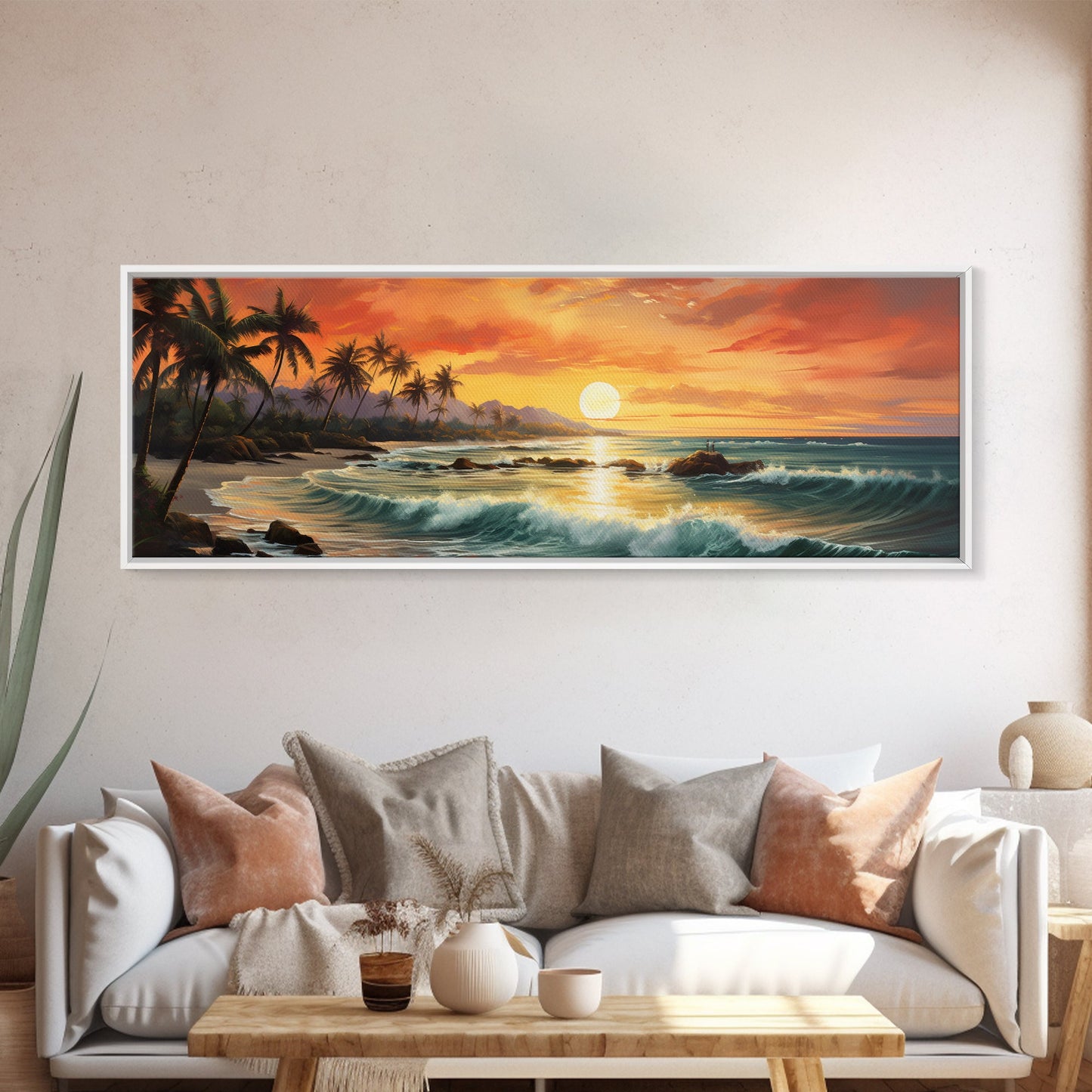 Tropical Ocean Beach canvas prints Sea landscape Nautical photo Coastal Framed Art Sea wave canvas Extra large wall art Ready to hang