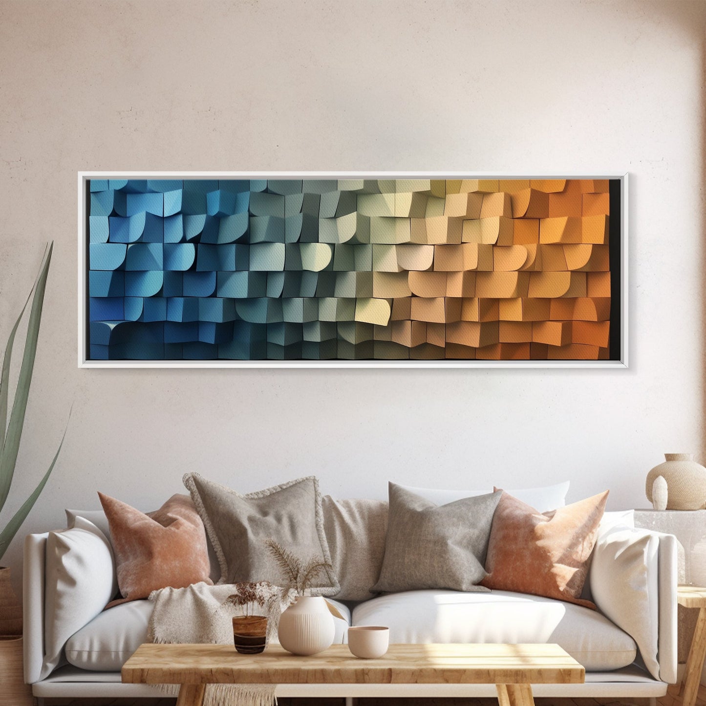 Geometric Wall Art - Cubism - Dreams Of the Coast - Framed Canvas Print