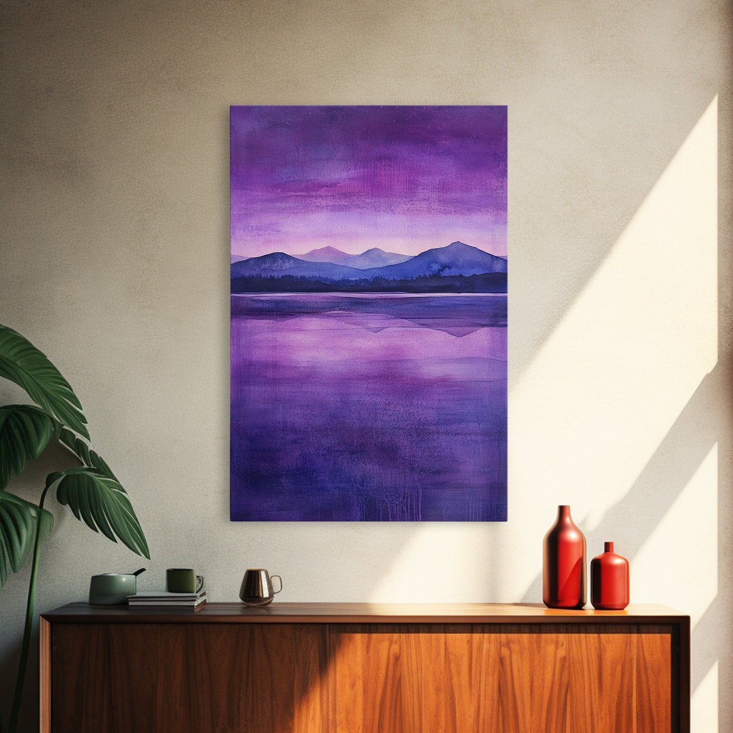 Purple and Lavender Landscape Painting Print, Reflections, Original Watercolor Painting Print, Custom Painting, Living Room Wall Art